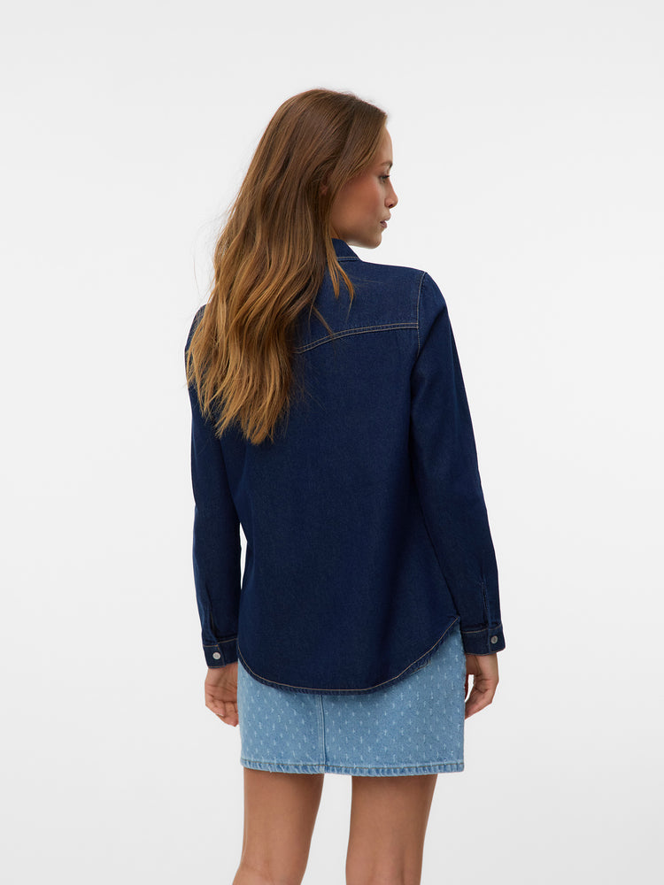 Γυναικείο πουκάμισο τζιν dark VMJENNIE LS DENIM SHIRT MIX GA NOOS 10313726 | 10313726