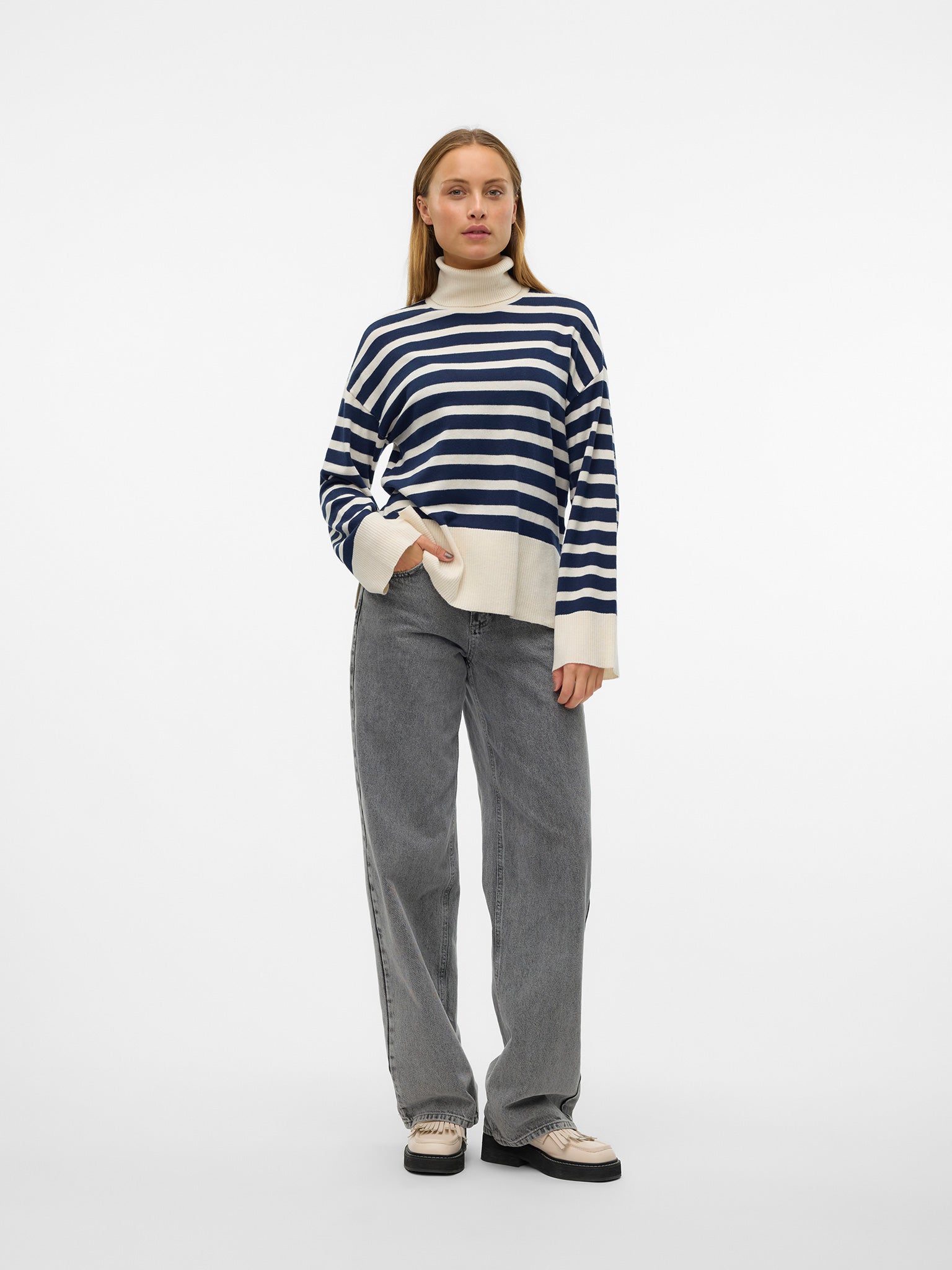 Γυναικεία μπλούζα ριγέ VMFANTASTIC LS ROLLNECK PULLOVER GA BOO 10320629 | 10320629