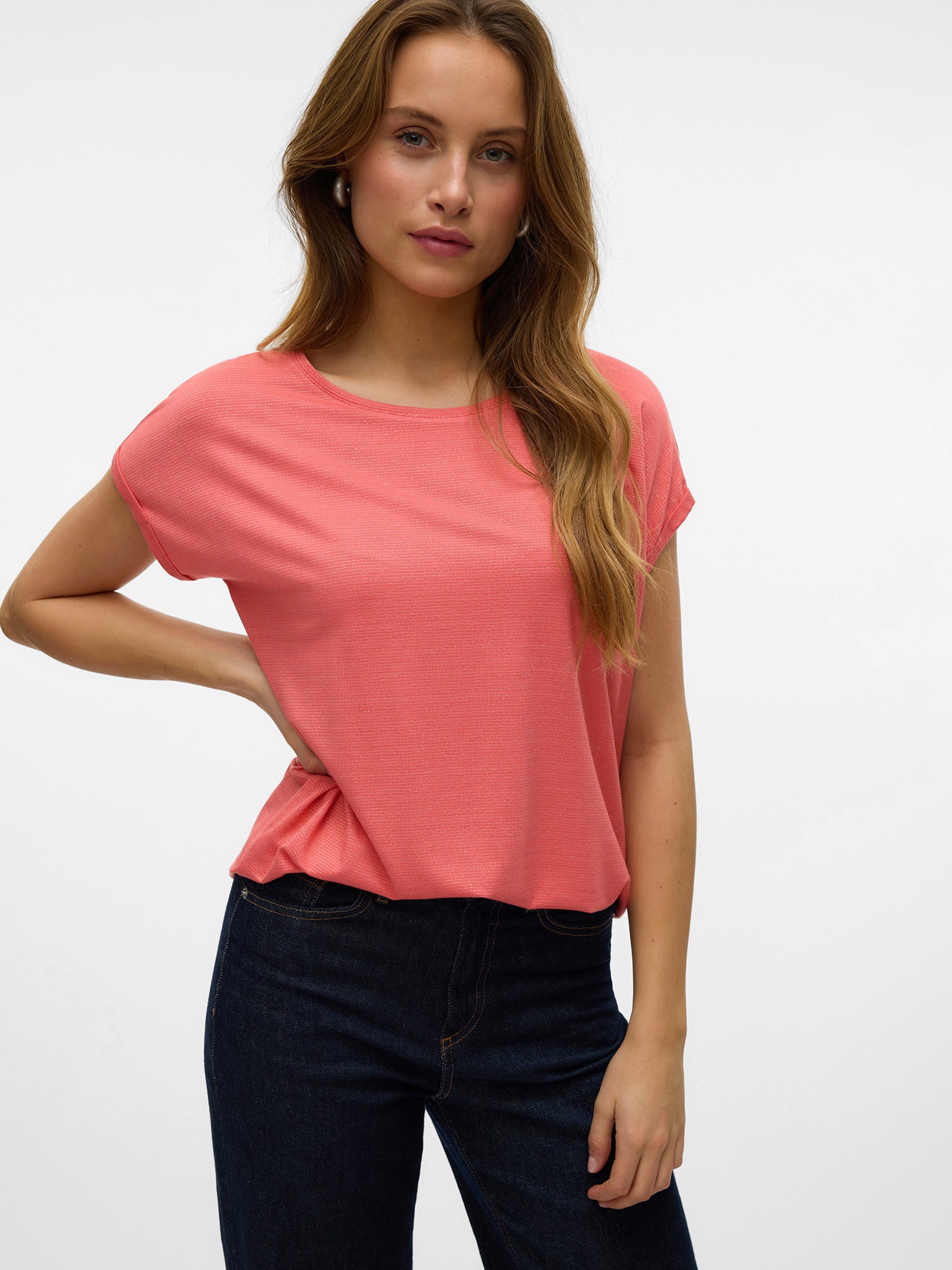 Γυναικεία μπλούζα VMLAVA GLITTER SS TOP STRIPE GA JRS NOOS 10250488 | 10250488