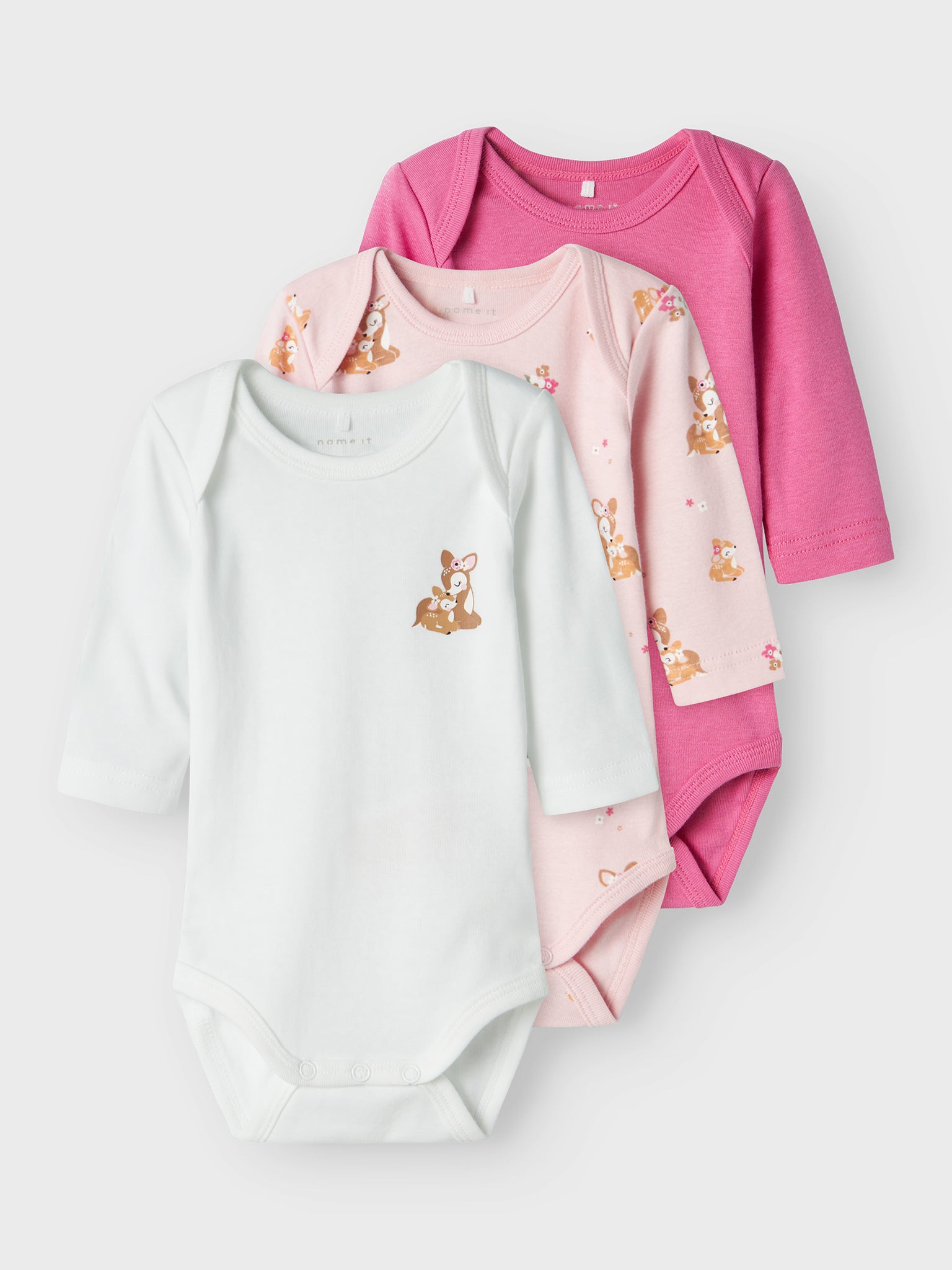 Βρεφικά κορμάκια σετ 3 τεμ NBFBODY 3P LS IBIS ROSE DEER NOOS 13232731 | 13232731