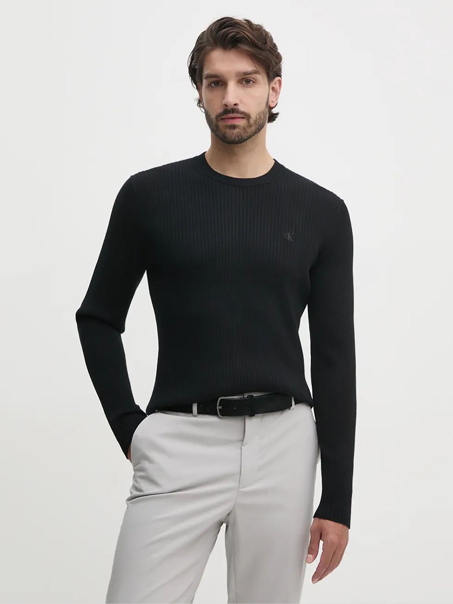 Ανδρική μπλούζα πλεκτή SLIM RIB SWEATER J30J326265BEH | J30J326265BEH