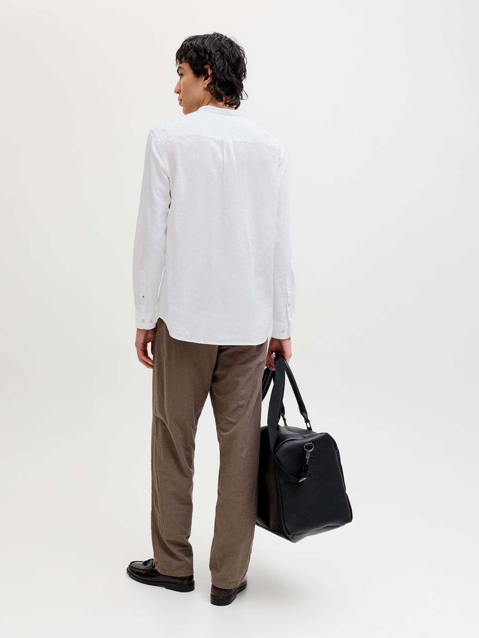 Ανδρικό πουκάμισο mao γιακάς JJESUMMER LINEN BLEND BAND SHIRT 12289184 | 12289184