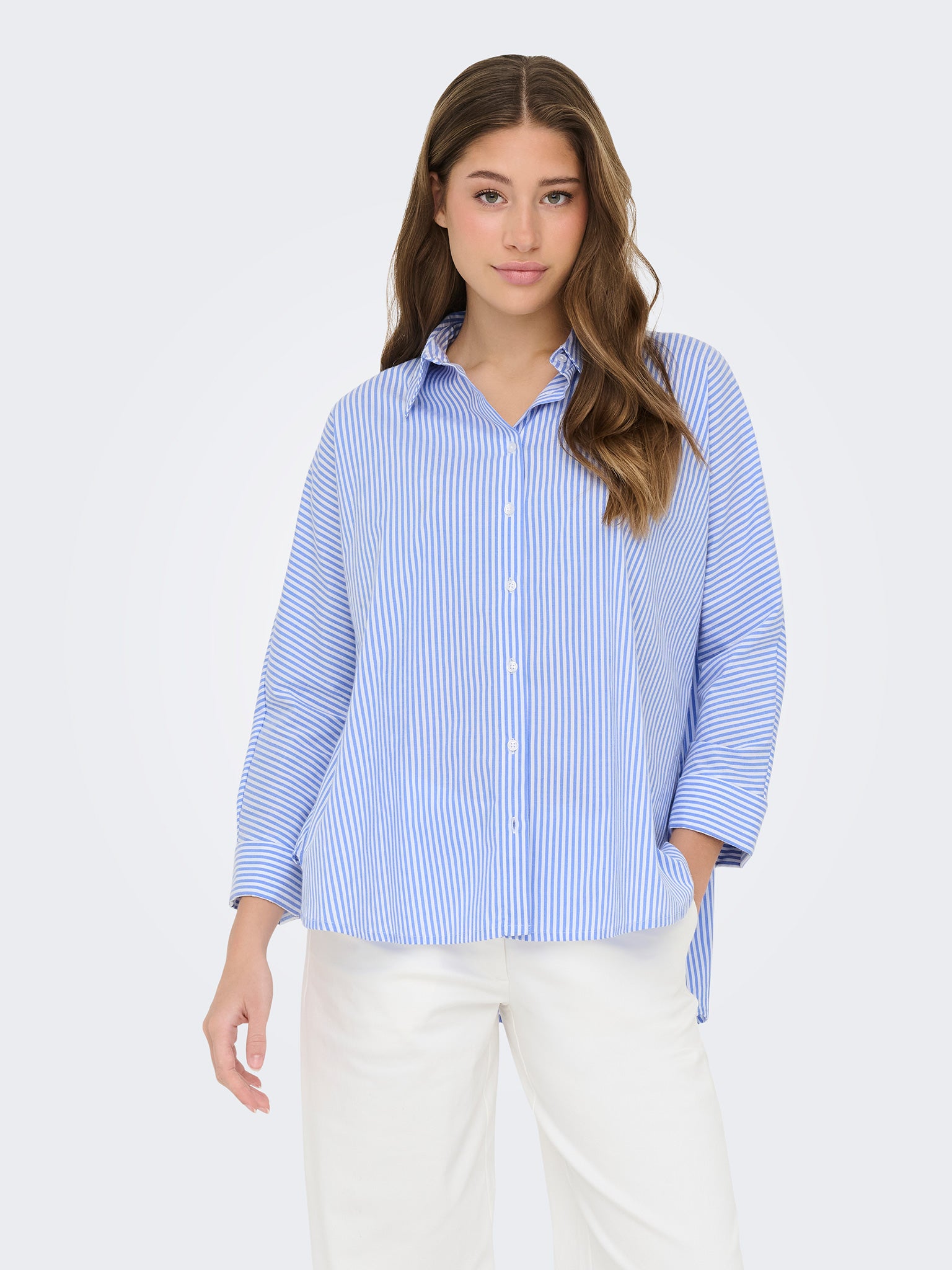 Γυναικείο πουκάμισο με ρίγες ONLGRACE BERSA LS SHIRT WVN 15371427 | 15371427