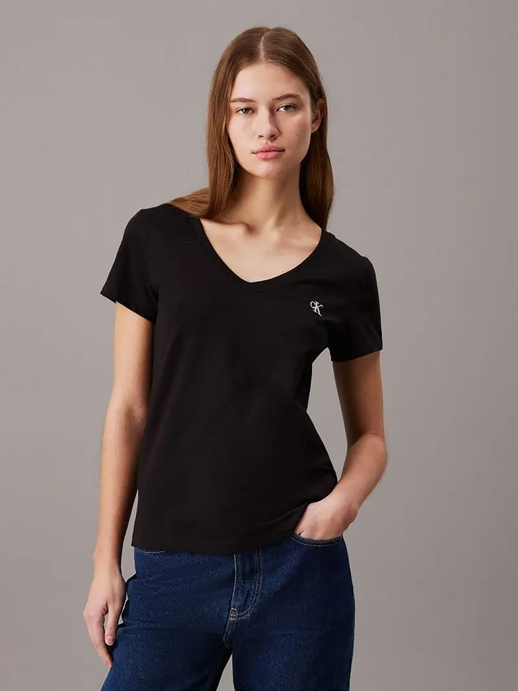 Γυναικείο t-shirt CK EMBROIDERY STRETCH V-NECK J20J213716BAE | J20J213716BAE
