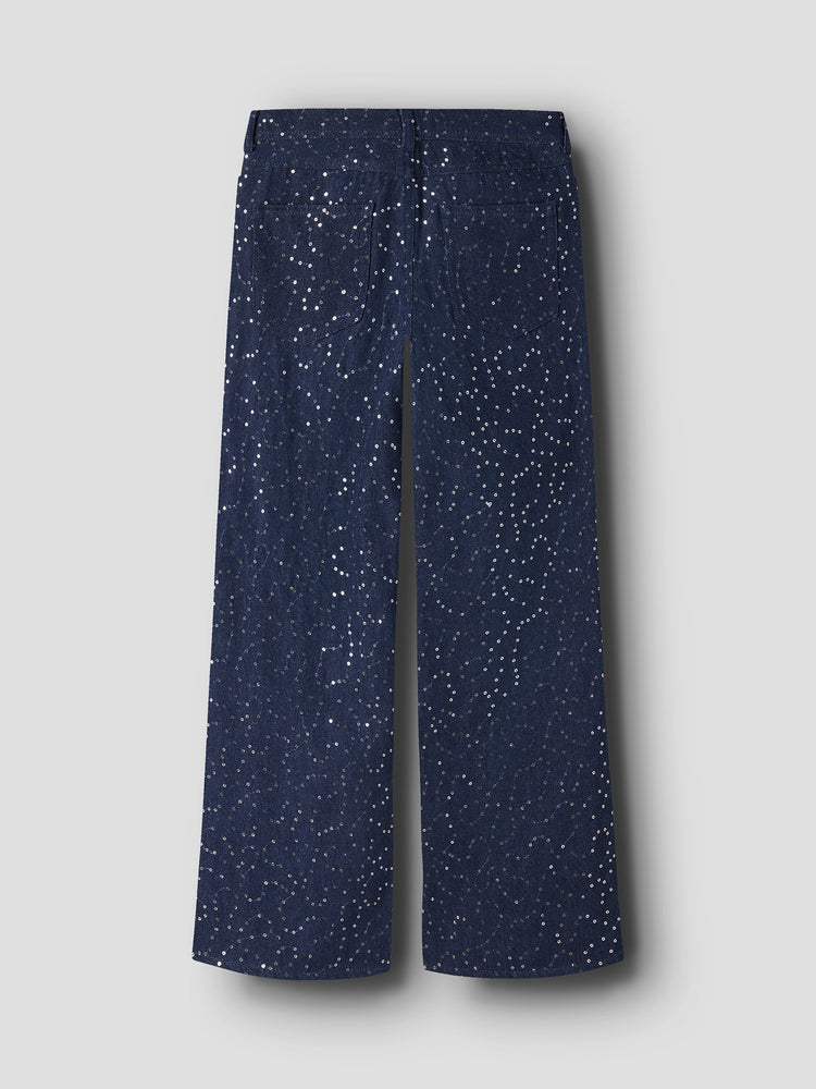 Εφηβικό παντελόνι τζιν με παγιέτα NKFROSE WIDE SEQUINS JEANS 4415-ZA | 13259549