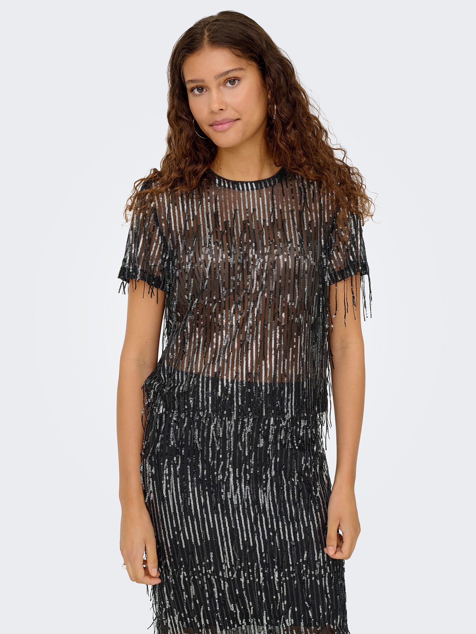 Γυναικεία μπλούζα παγιέτας ONLSPACY SS SEQUINS TOP WVN 15359928 | 15359928