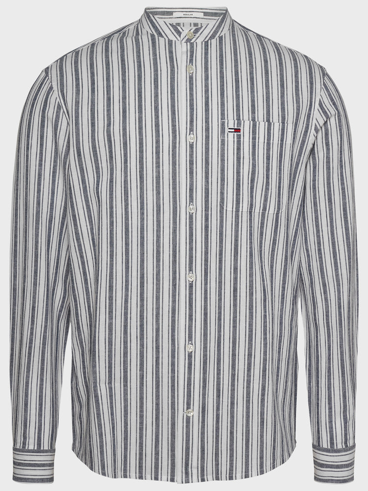 Ανδρικό πουκάμισο TJM MAO STRIPE LINEN BLEND SHIRT DM0DM18960C1G | DM0DM18960C1G