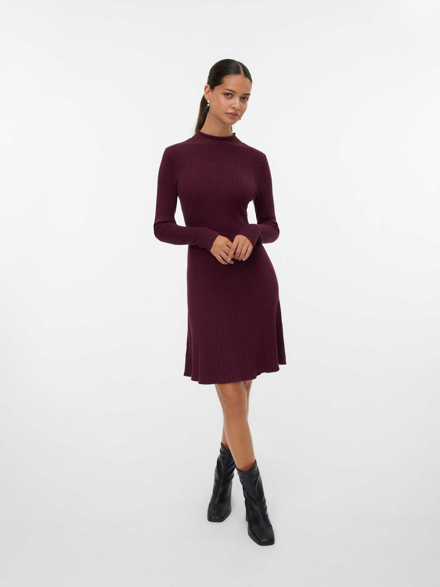 Γυναικείο φόρεμα πλεκτό VMNANCY RIB LS FUNLNCK SKATER DRESS 10331280 | 10331280