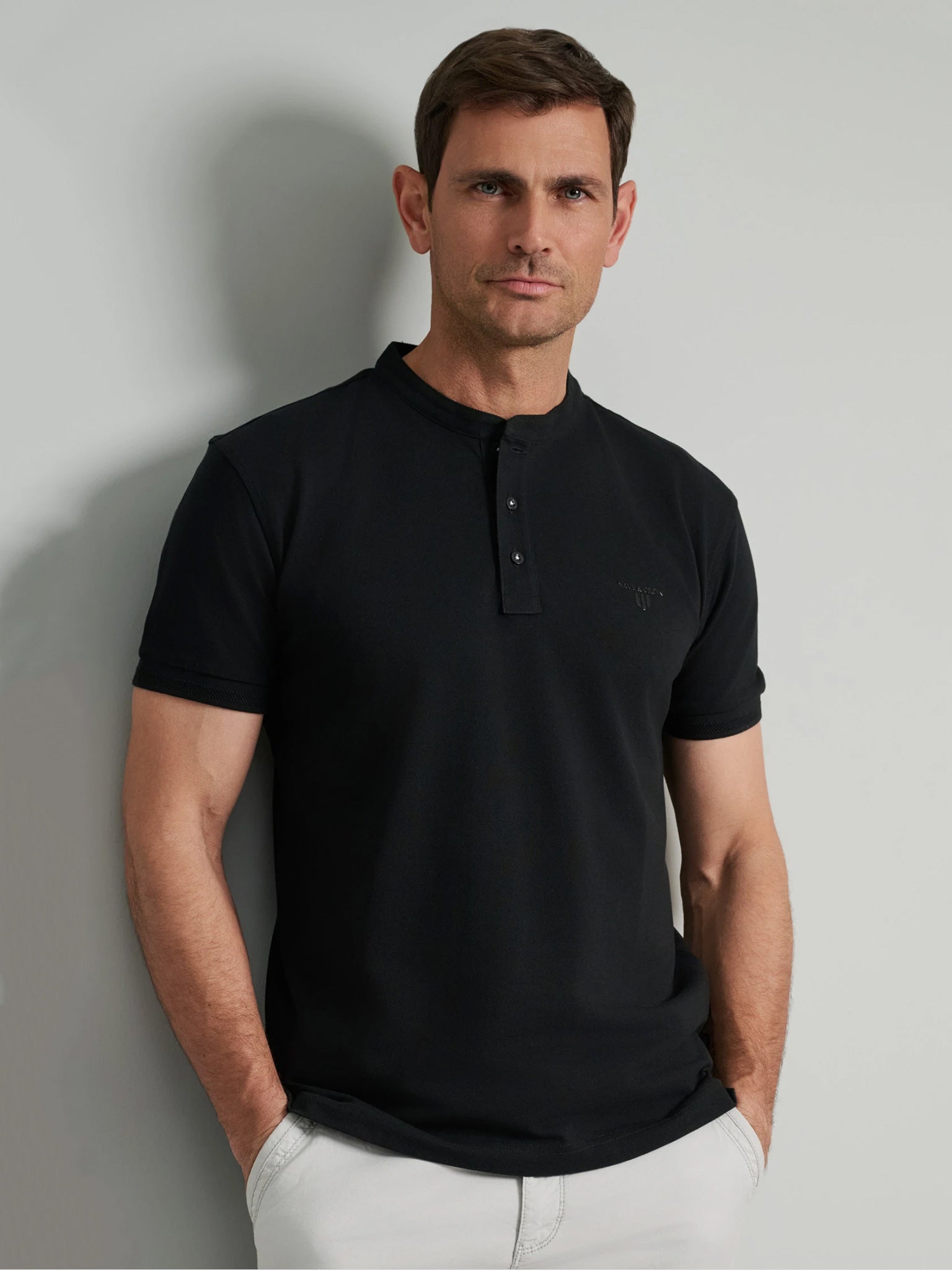 Ανδρικό polo mao γιακάς black 24GE.959/PB/YL.3 | 24GE.959/PB/YL.3