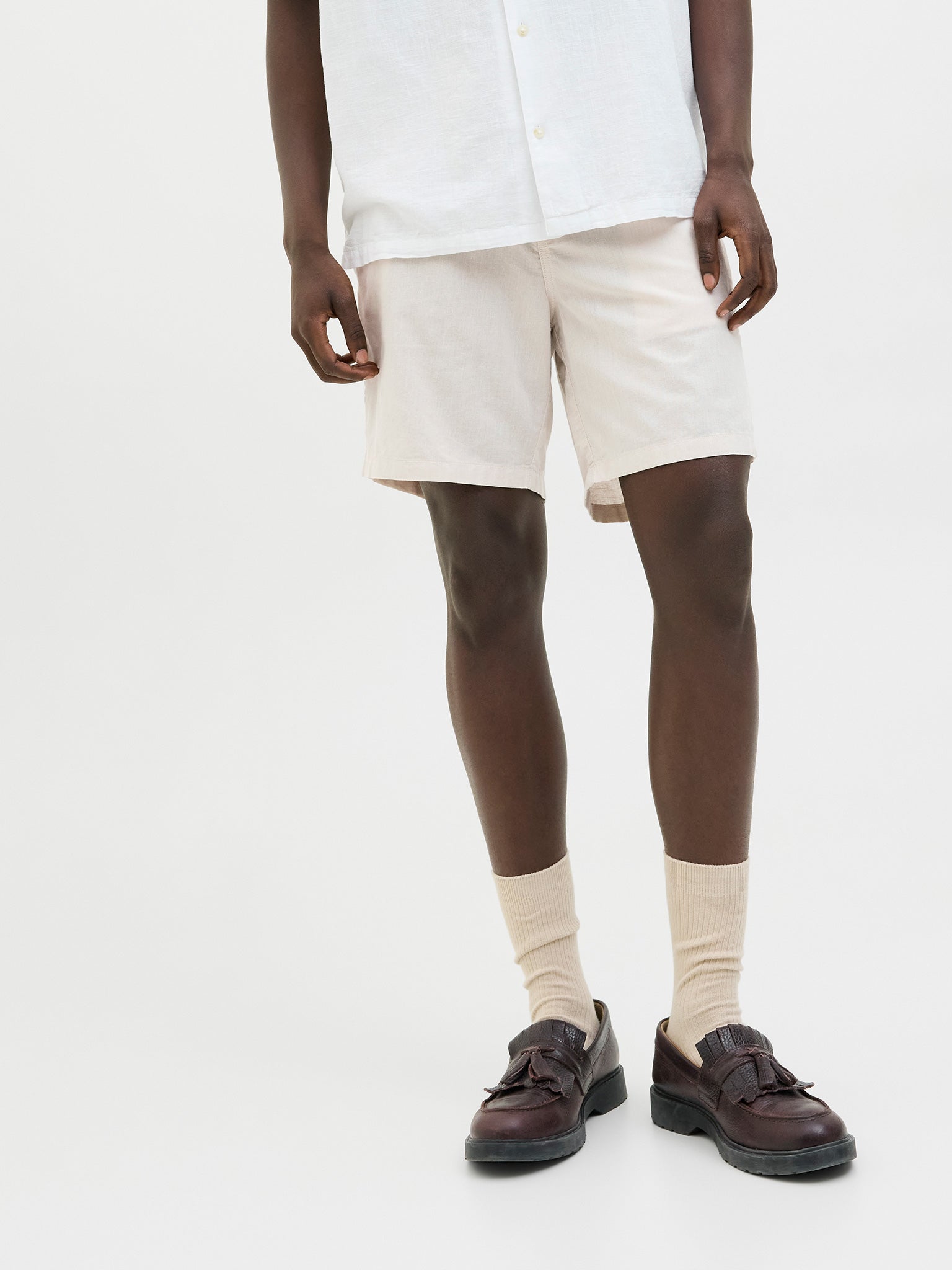 Ανδρική βερμούδα chinos feather gray JPSTACE SUMMER LINEN BLEND SHORT 12248627 | 12248627