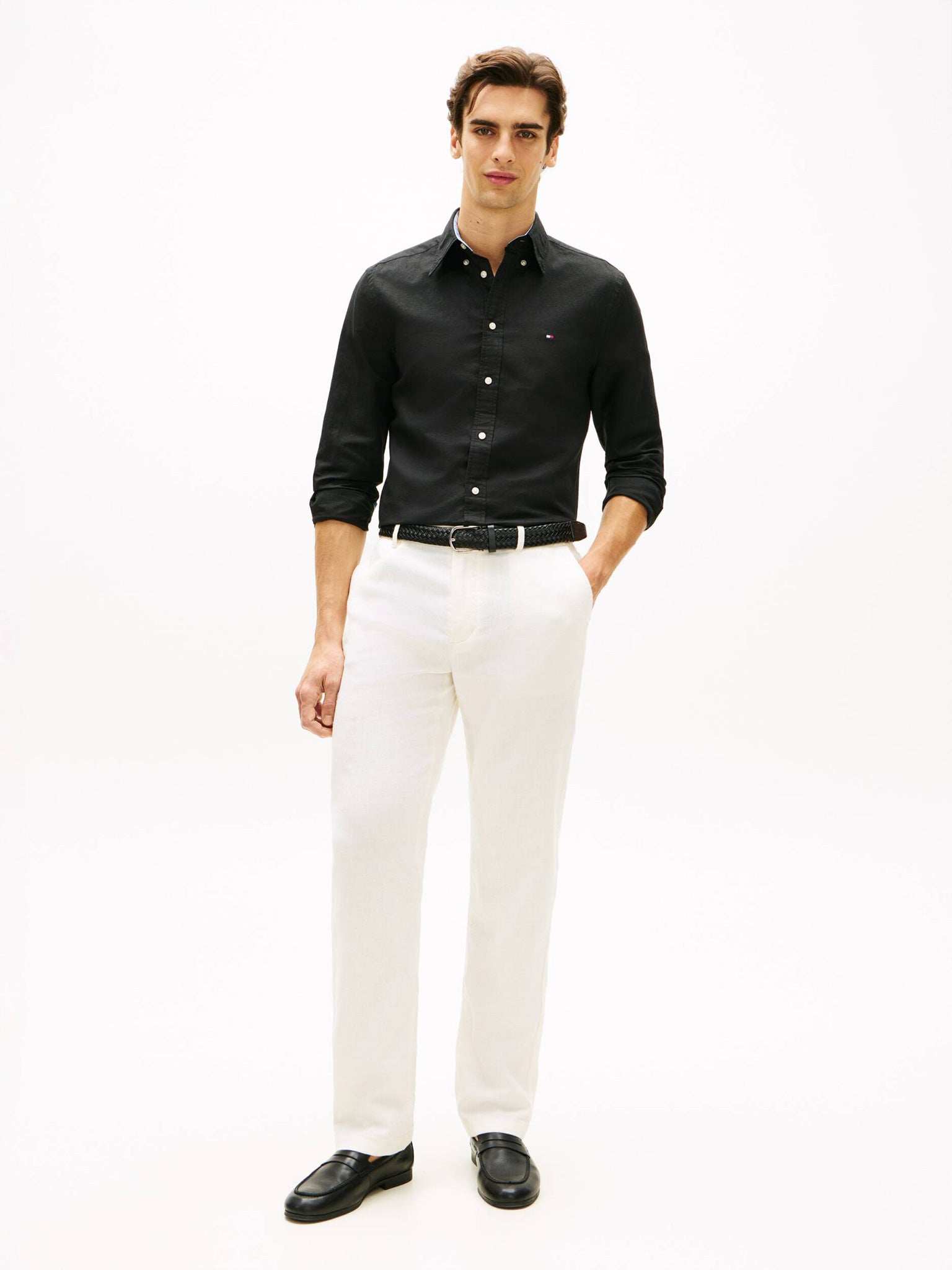 Ανδρικό πουκάμισο λινό CL LINEN BLEND SOLID BTD RF MW0MW42455BDS | MW0MW42455BDS