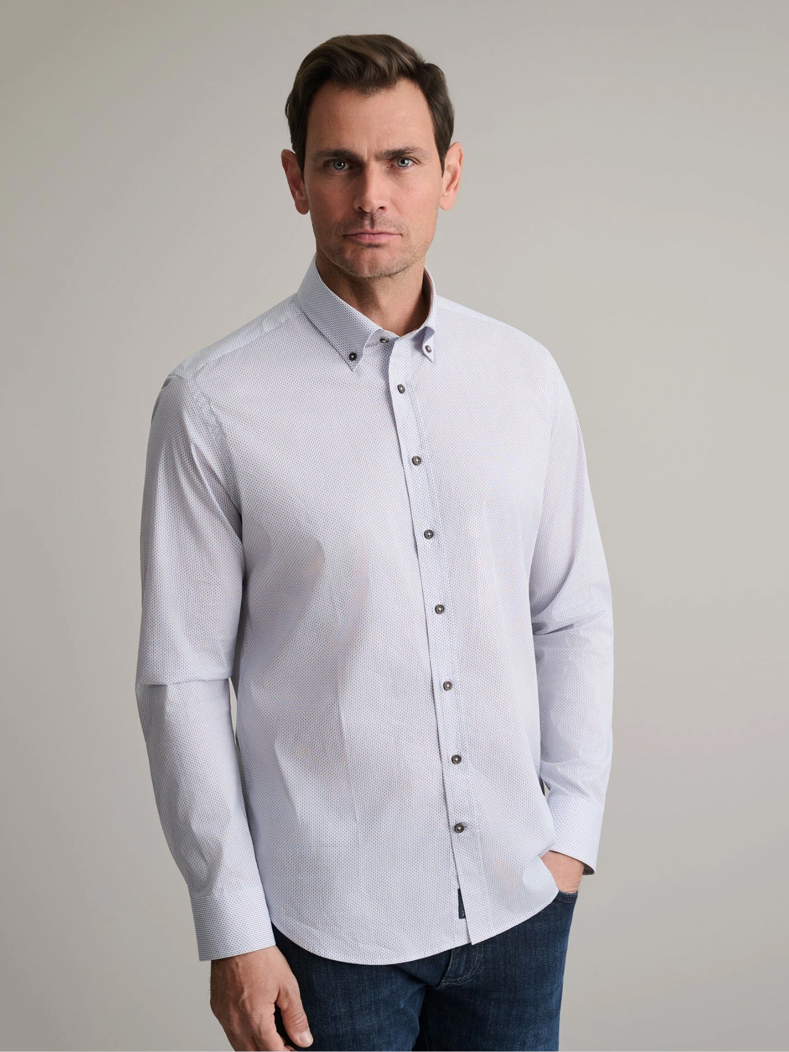 Ανδρικό πουκάμισο light blue/brown 24NG.MP25/1B | 24NG.MP25/1B