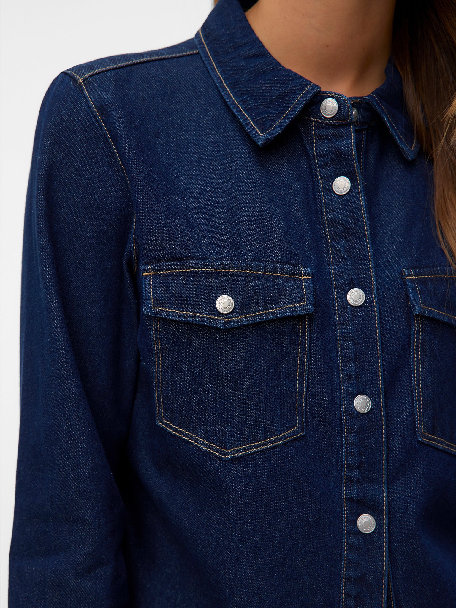 Γυναικείο πουκάμισο τζιν dark VMJENNIE LS DENIM SHIRT MIX GA NOOS 10313726 | 10313726
