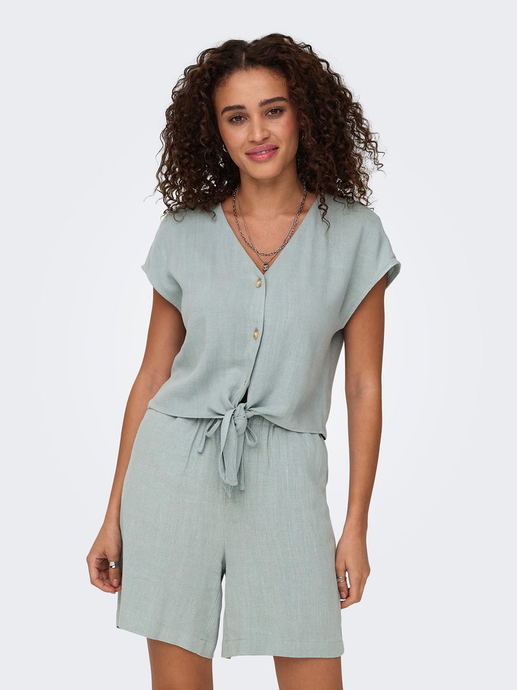 Γυναικείο πουκάμισο λινό ONLSIESTA SS KNOT LIN BL SHIRT PNT NOOS 15322270 | 15322270