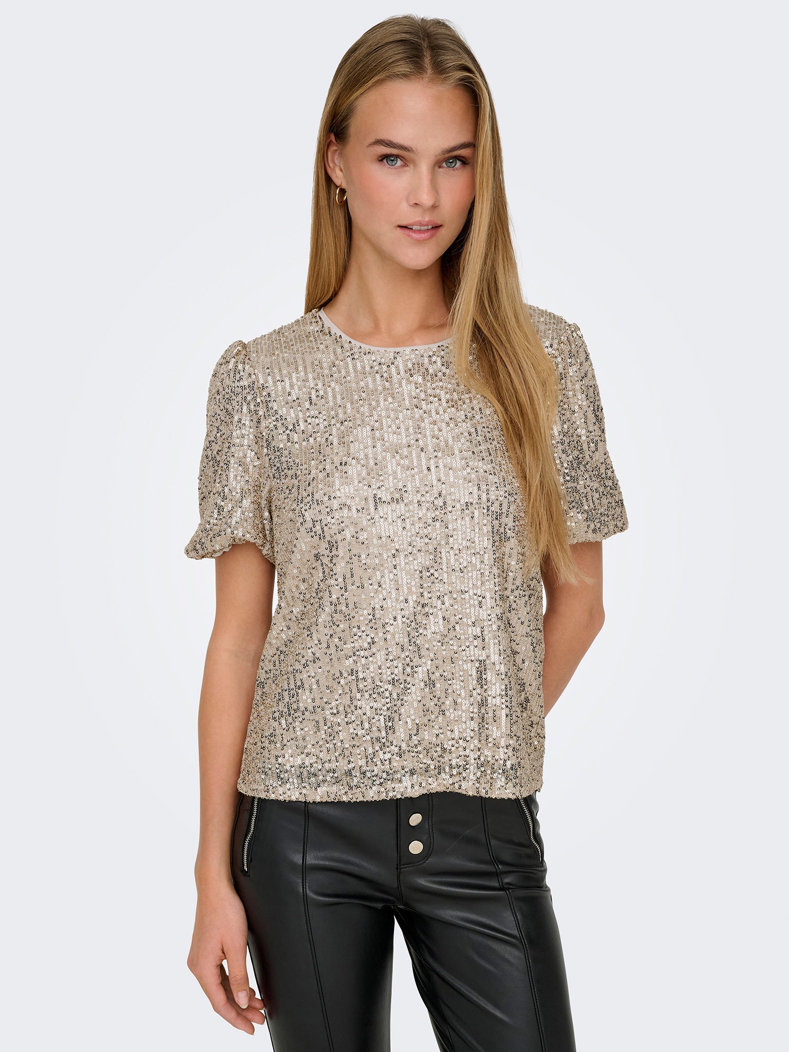 Γυναικεία μπλούζα παγιέτας ONLANA S/S LOOSE SEQUINS TOP JRS 15333850 | 15333850