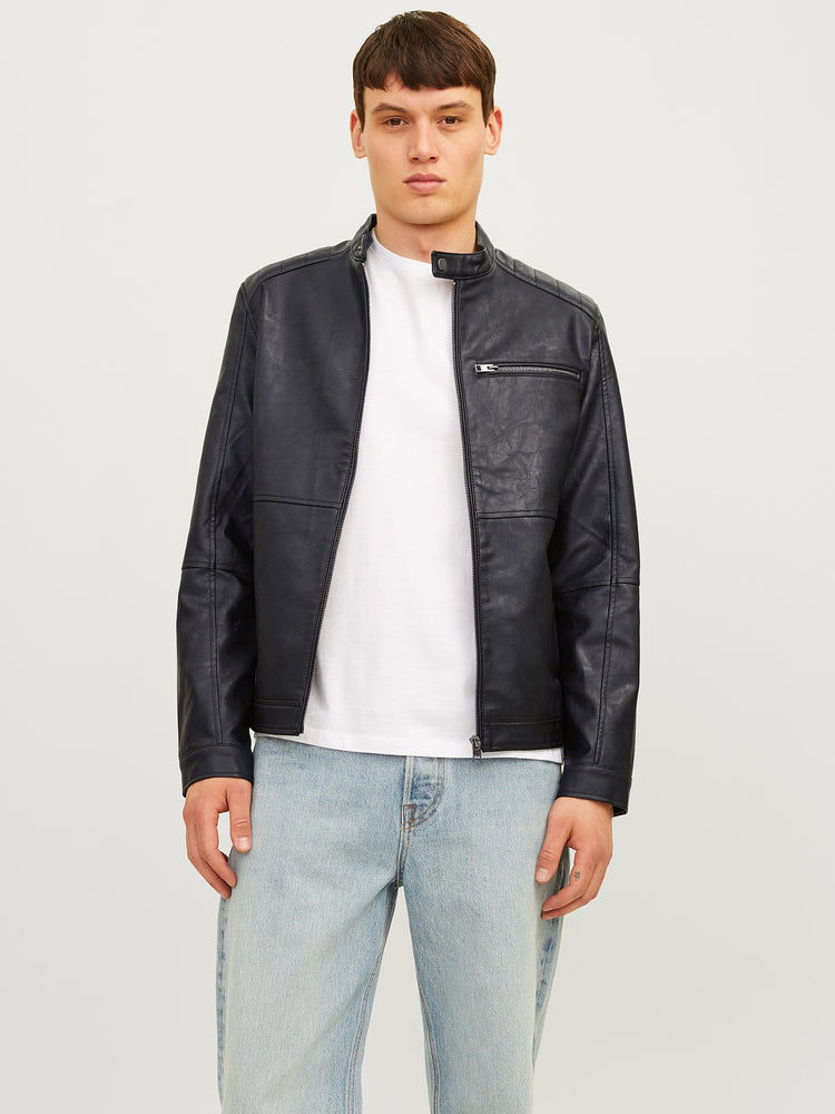 Ανδρικό μπουφάν δερματίνη JJEDYLAN PU BIKER JACKET NOOS 12261196 | 12261196