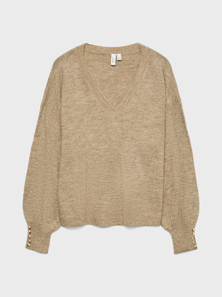 Γυναικεία μπλούζα μελανζέ VMLEFILE LS V-NECK PULLOVER BTQ 10335268 | 10335268