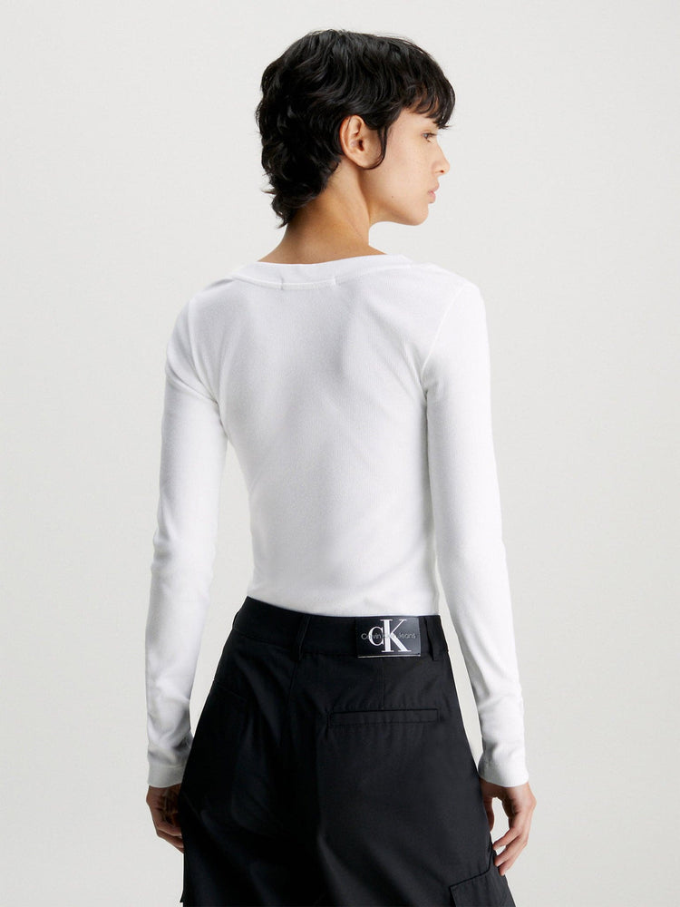 Γυναικεία μπλούζα RIB V-NECK MONOLOGO LONG SLEEVE J20J222023YAF | J20J222023YAF