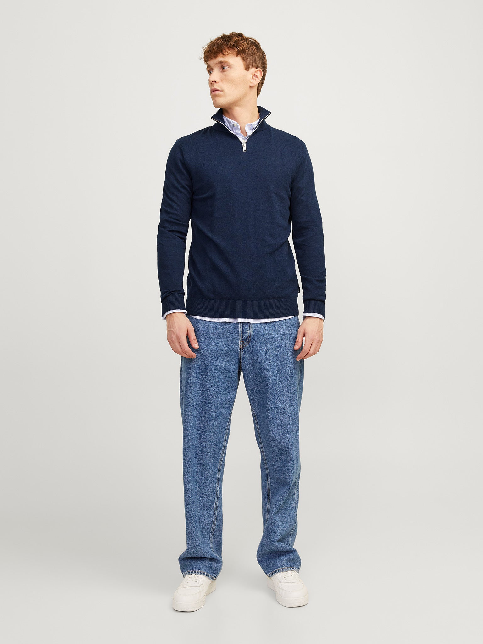 Ανδρική μπλούζα πλεκτή JJEEMIL KNIT HALF ZIP NOOS 12189339 | 12189339