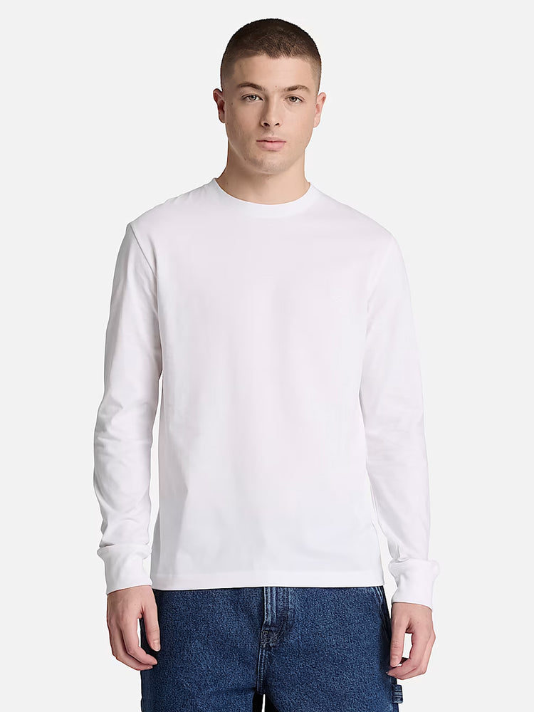 Ανδρική μπλούζα μακό Dunstan River Slim Embroidered Long-Sleeve T-Shirt for Men in White TBC0YHBT100 | TBC0YHBT100