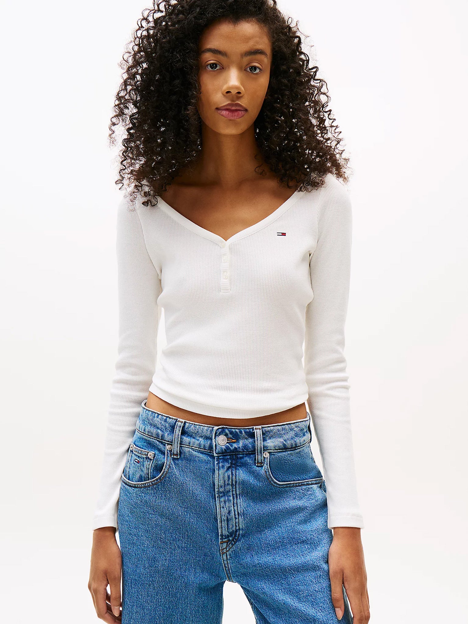 Γυναικεία μπλούζα TJW SLIM HENLEY WAFFLE LS DW0DW20903YBL | DW0DW20903YBL