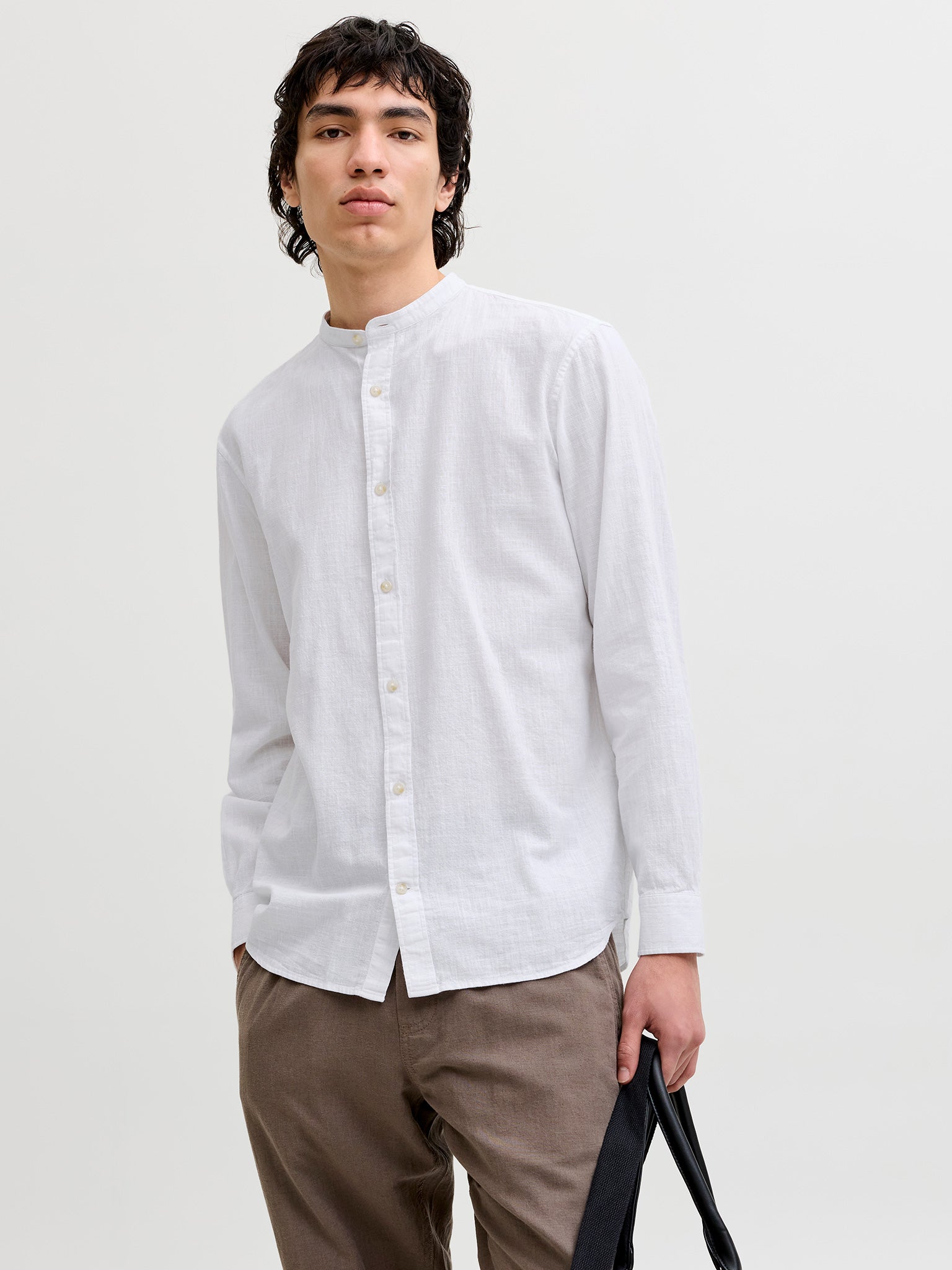 Ανδρικό πουκάμισο mao γιακάς JJESUMMER LINEN BLEND BAND SHIRT 12289184 | 12289184