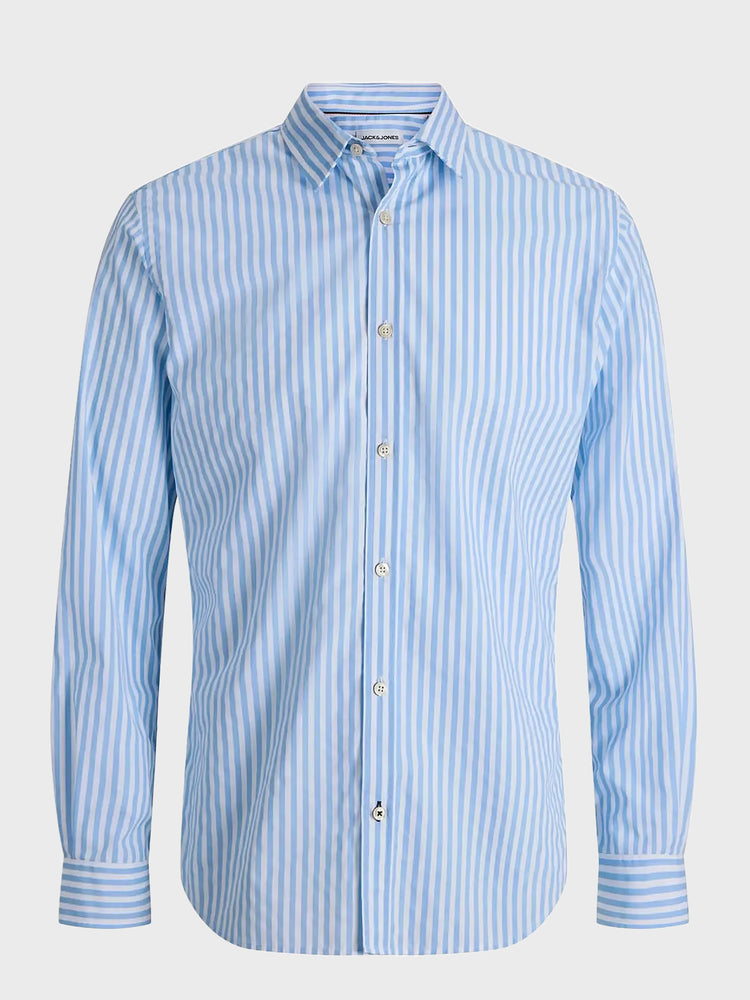 Ανδρικό πουκάμισο ριγέ JJMATHEO DETAIL PRINT SHIRT LS 12289342 | 12289342