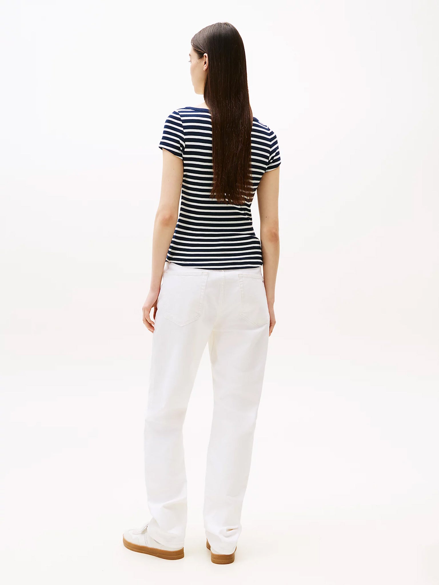 Γυναικείο t-shirt ριγέ TJW SLIM HENLEY WAFFLE SS DW0DW209020A6 | DW0DW209020A6
