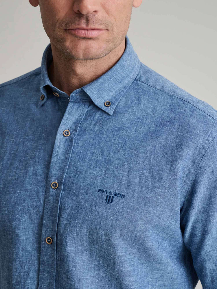 Ανδρικό πουκάμισο λινό moroccan blue | 24NG.CR105/1B.1