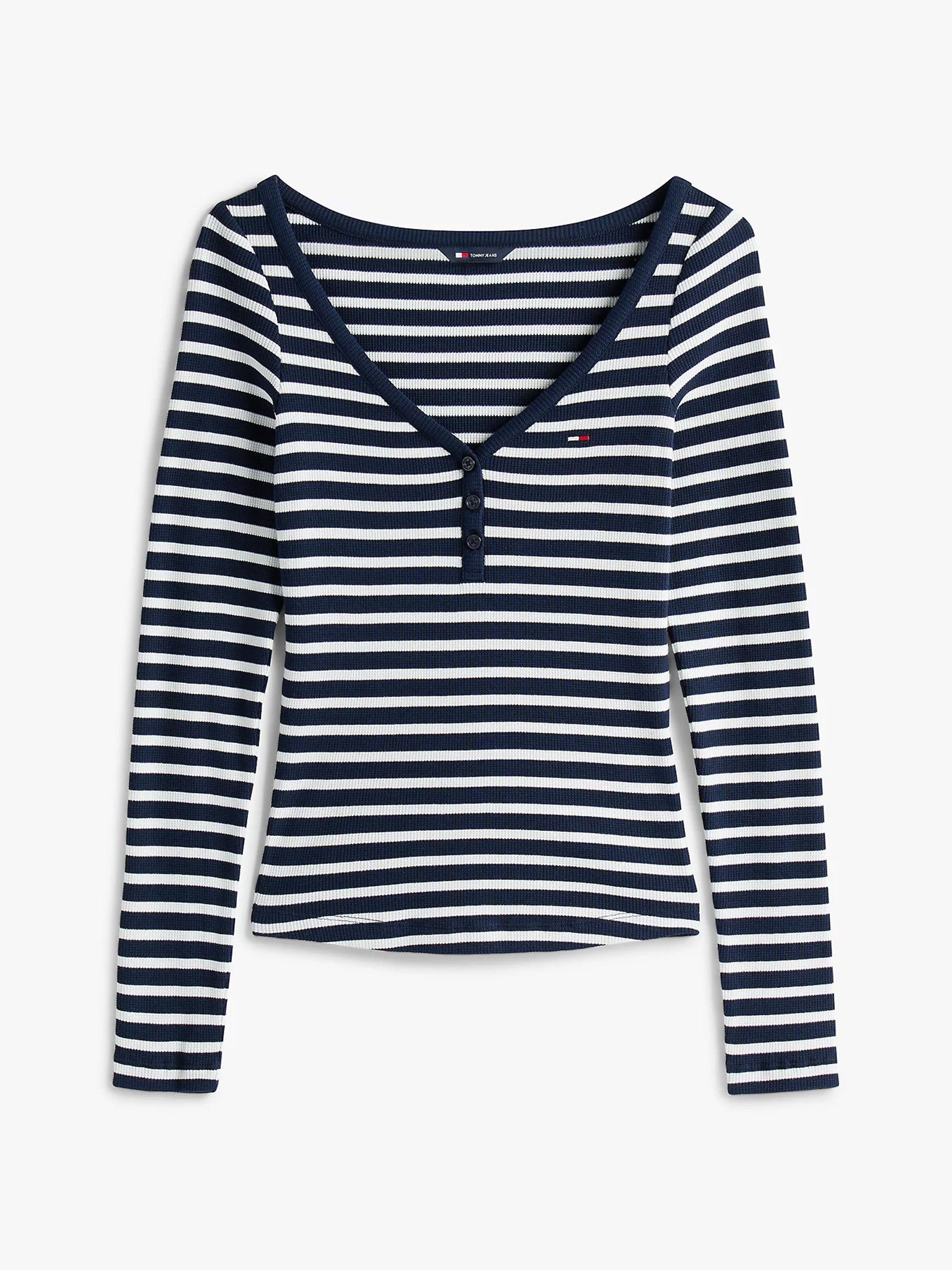Γυναικεία μπλούζα ριγέ TJW SLIM HENLEY WAFFLE LS DW0DW209030A6 | DW0DW209030A6