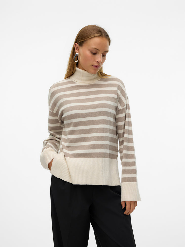 Γυναικεία μπλούζα ριγέ VMFANTASTIC LS ROLLNECK PULLOVER GA BOO 10320629 | 10320629