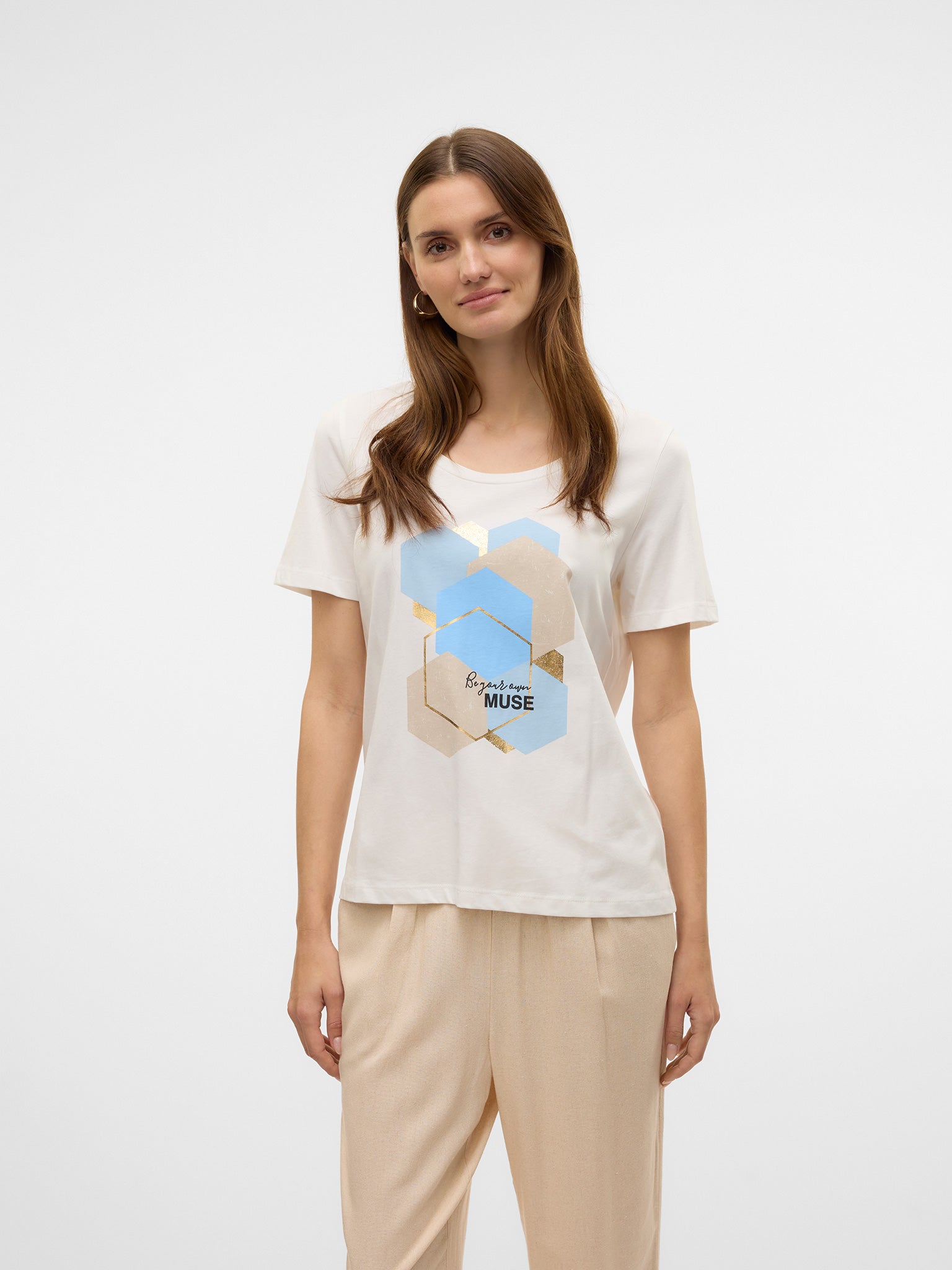 Γυναικείο t-shirt muse in Cashmere VMVISLANA S/S O-NECK T-SHIRT JRS 10323762 | 10323762