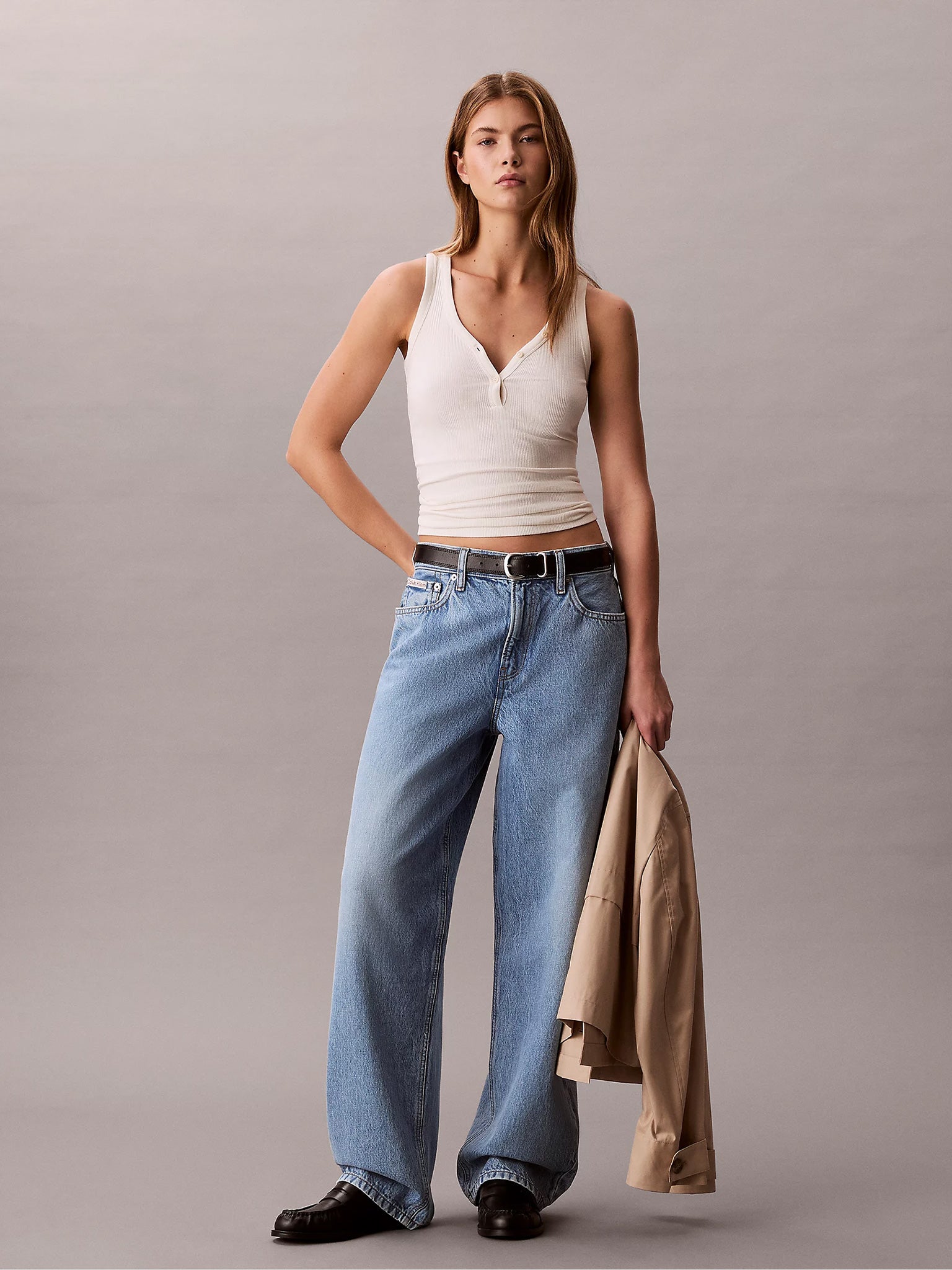 Γυναικείο παντελόνι τζιν RELAXED BARREL JEAN SAGE STONE LV047F684GRJK | LV047F684GRJK