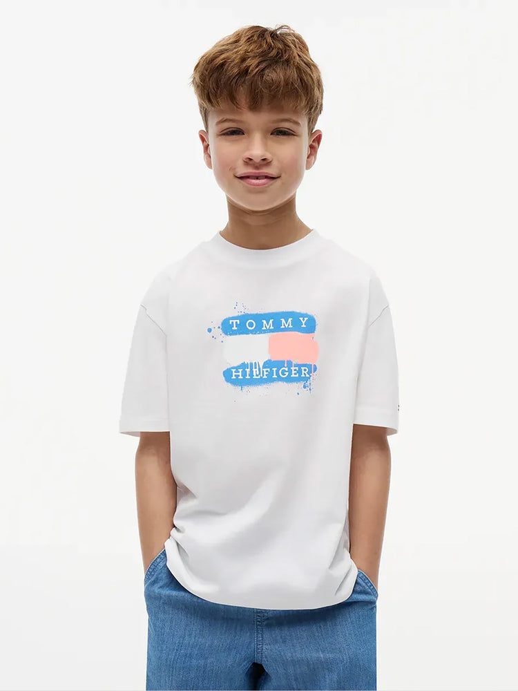 Παιδική μπλούζα TOMMY FLAG GRAFFITI T-SHIRT SS KB0KB10546YBR | KB0KB10546YBR