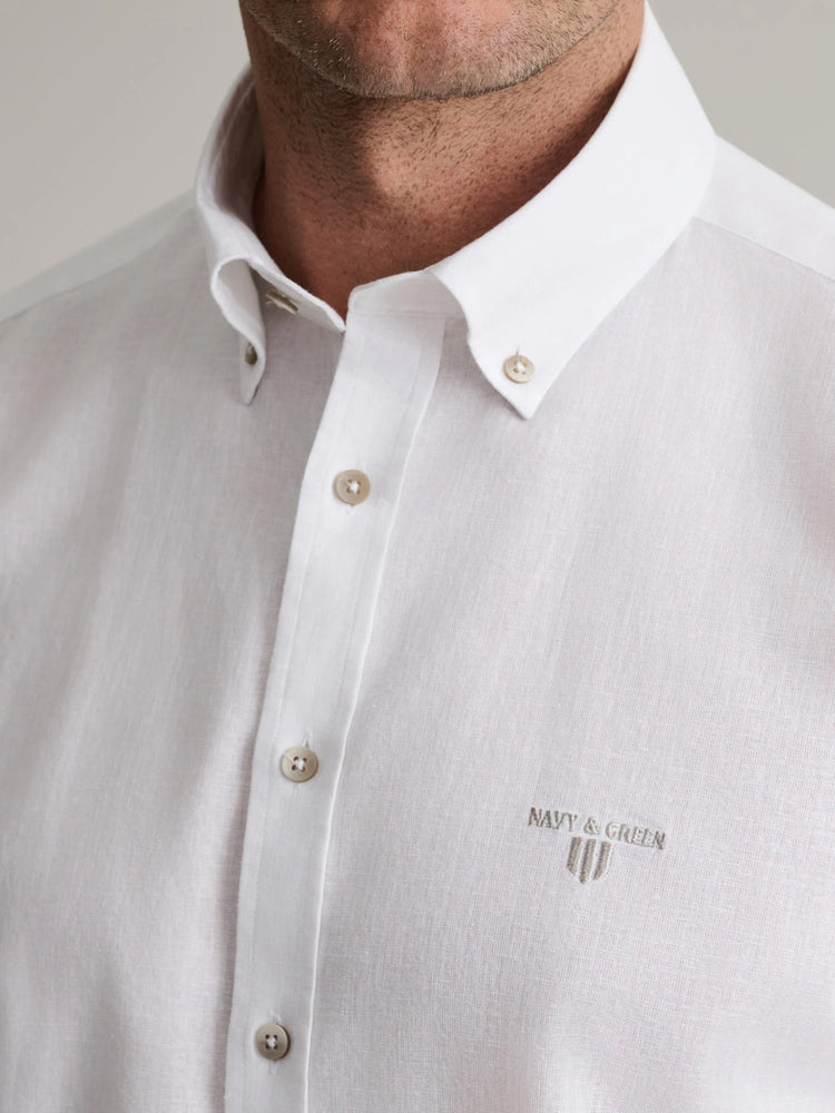 Ανδρικό πουκάμισο λινό 24NG.B411/1B White | 24NG.B411/1B