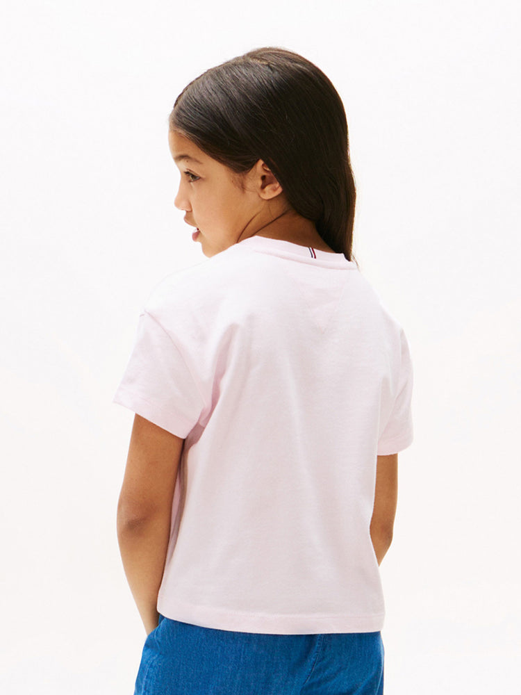 Παιδική μπλούζα μακό SATIN APPLIQUE HILFIGER TEE SS KG0KG08635TOG | KG0KG08635TOG