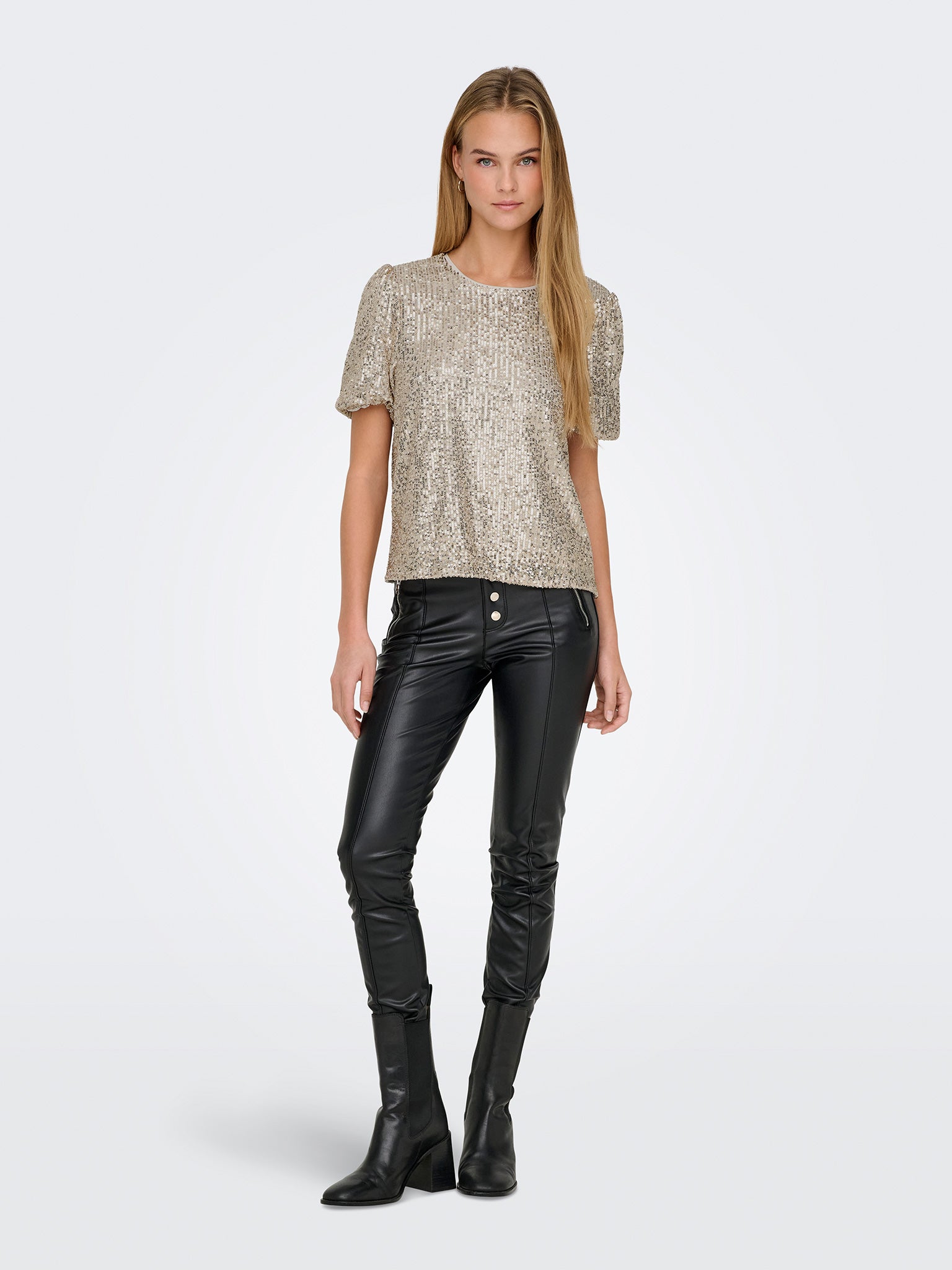 Γυναικεία μπλούζα παγιέτας ONLANA S/S LOOSE SEQUINS TOP JRS 15333850 | 15333850