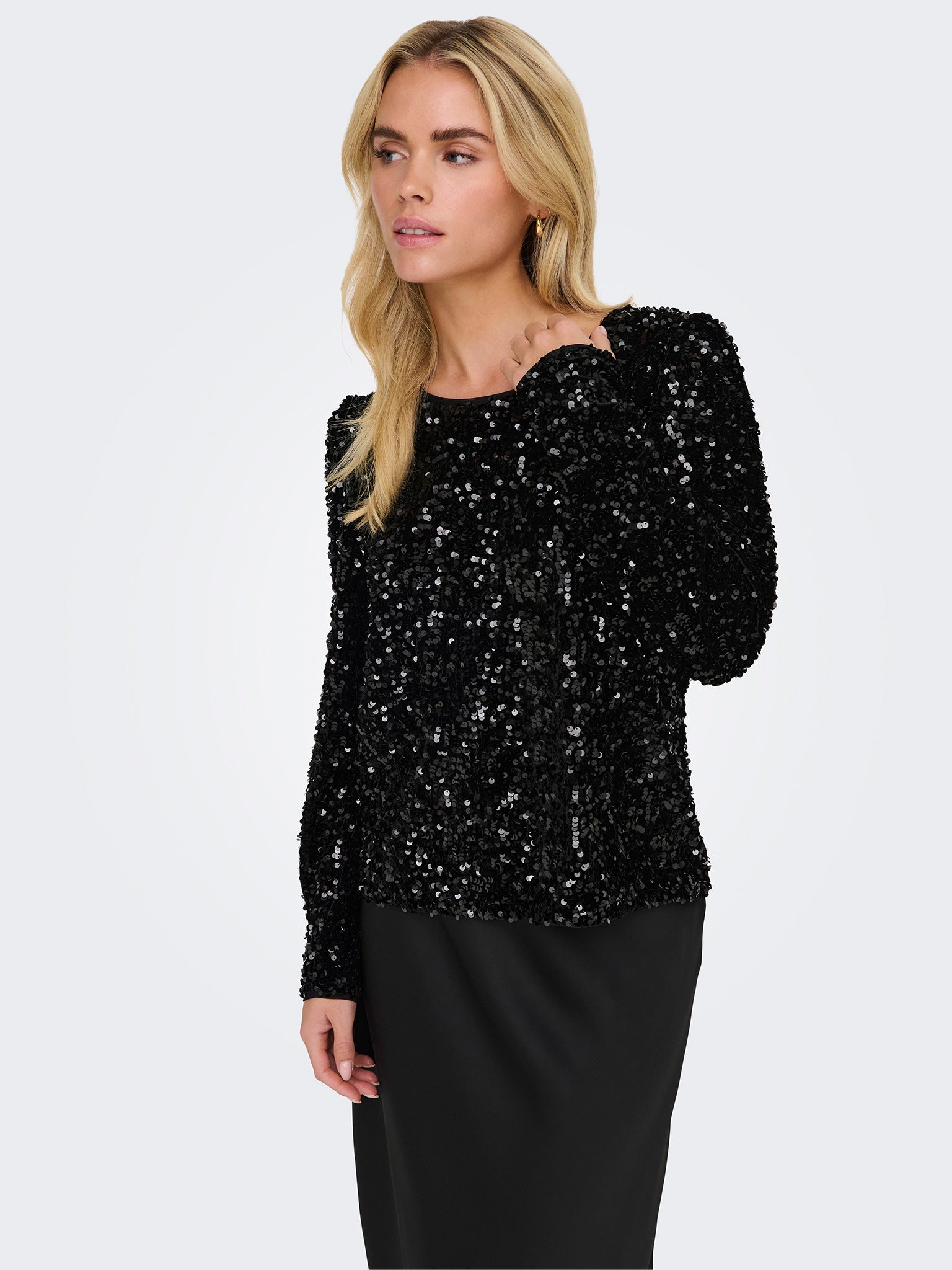 Γυναικεία μπλούζα με παγιέτα ONLCONFIDENCE SEQUINS L/S TOP CS JRS 15323318 | 15323318