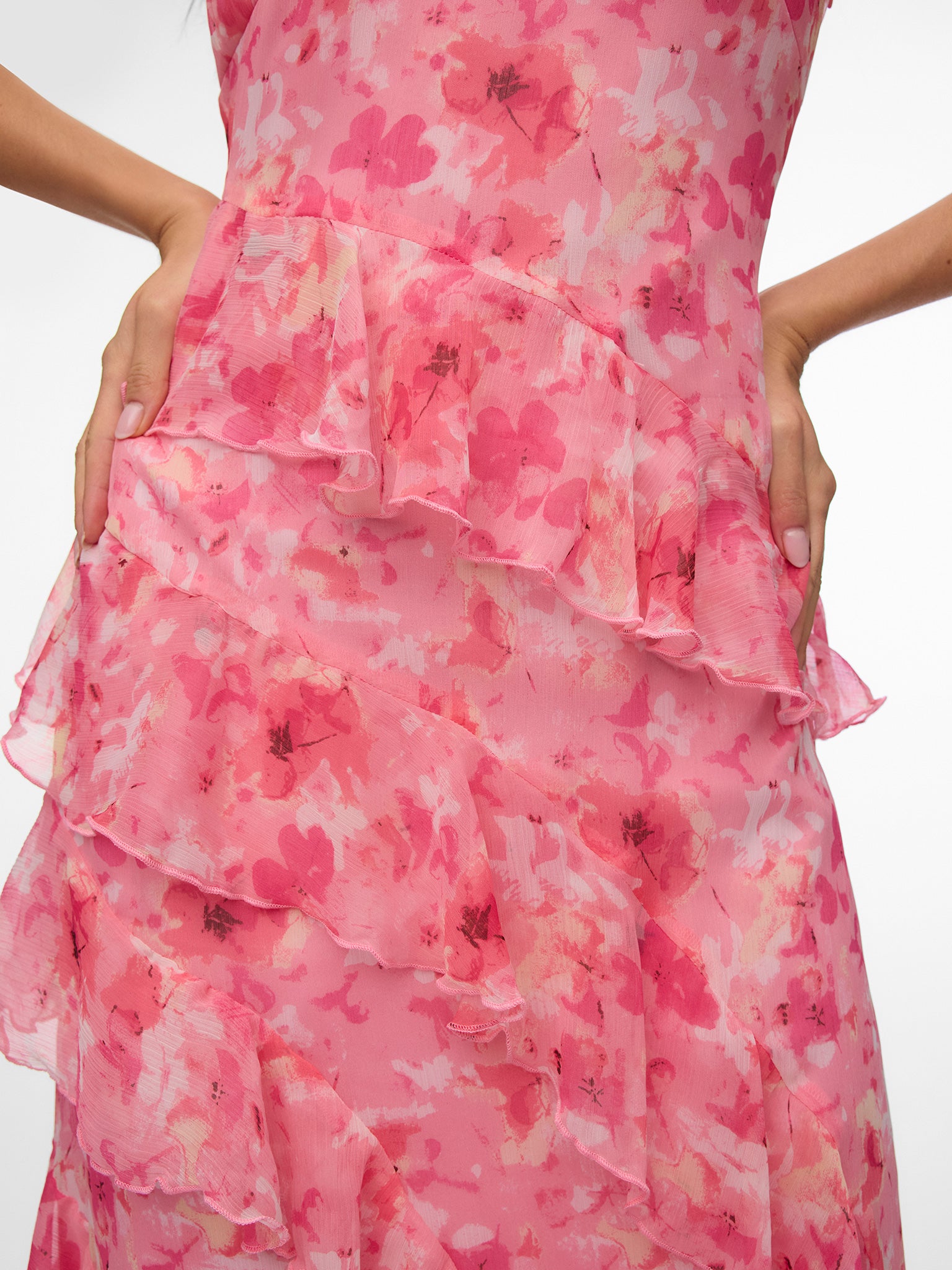Γυναικείο φόρεμα φλοράλ VMSMILLA SL LONG FRILL DRESS WVN NOOS 10346307 | 10346307