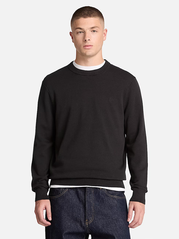 Ανδρική μπλούζα ψιλή πλέξη Williams River Cotton Crewneck Jumper for Men in Black TBC0YHAZ001 | TBC0YHAZ001