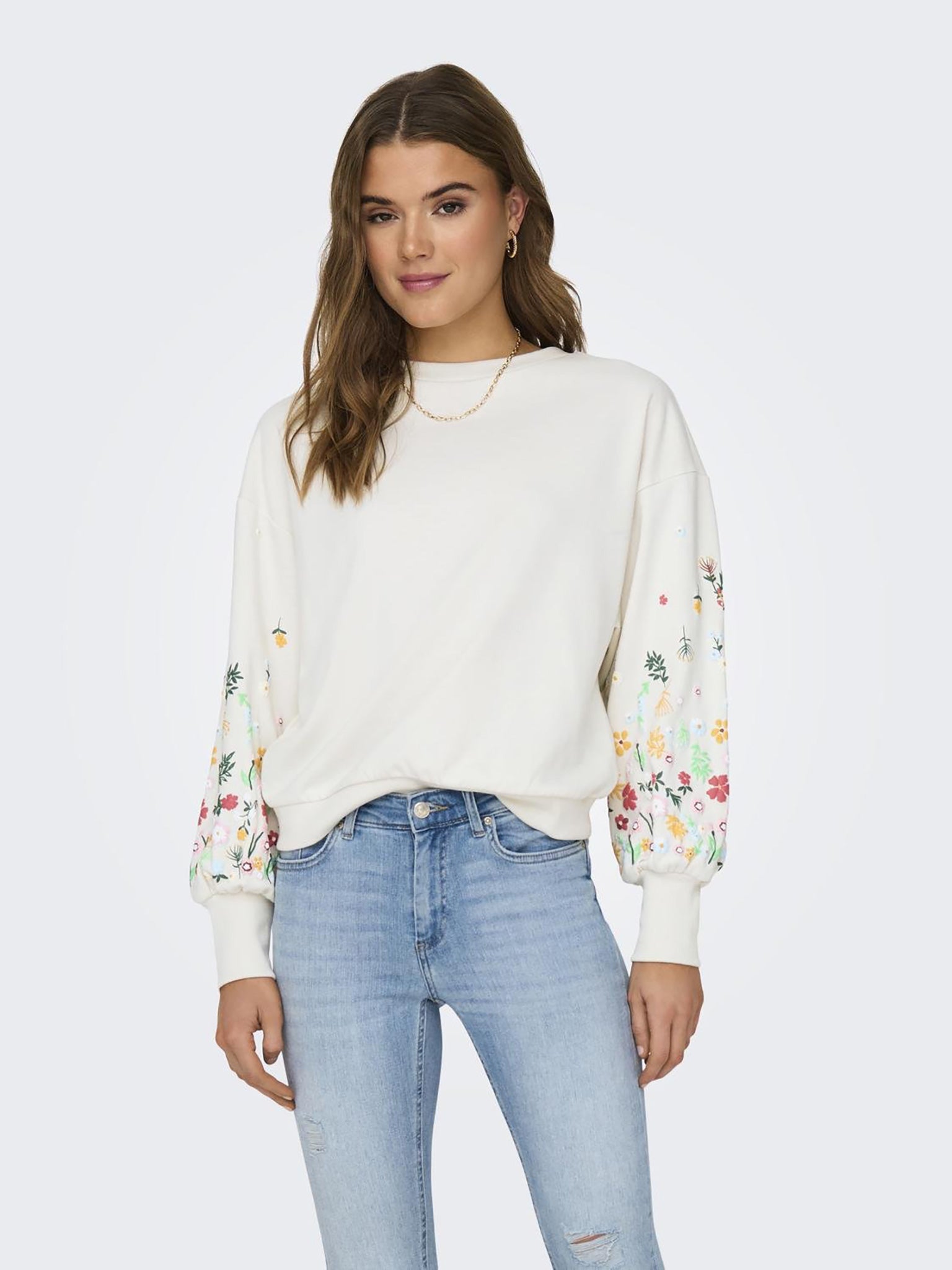 Γυναικεία μπλούζα φούτερ ONLBROOKE L/S O-NECK FLOWER SWT NOOS 15216364 | 15216364