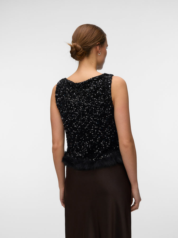 Γυναικείο μπλούζα VMBELLA SL BOATNECK FAUX FUR SQ TOP JRS 10352991 | 10352991