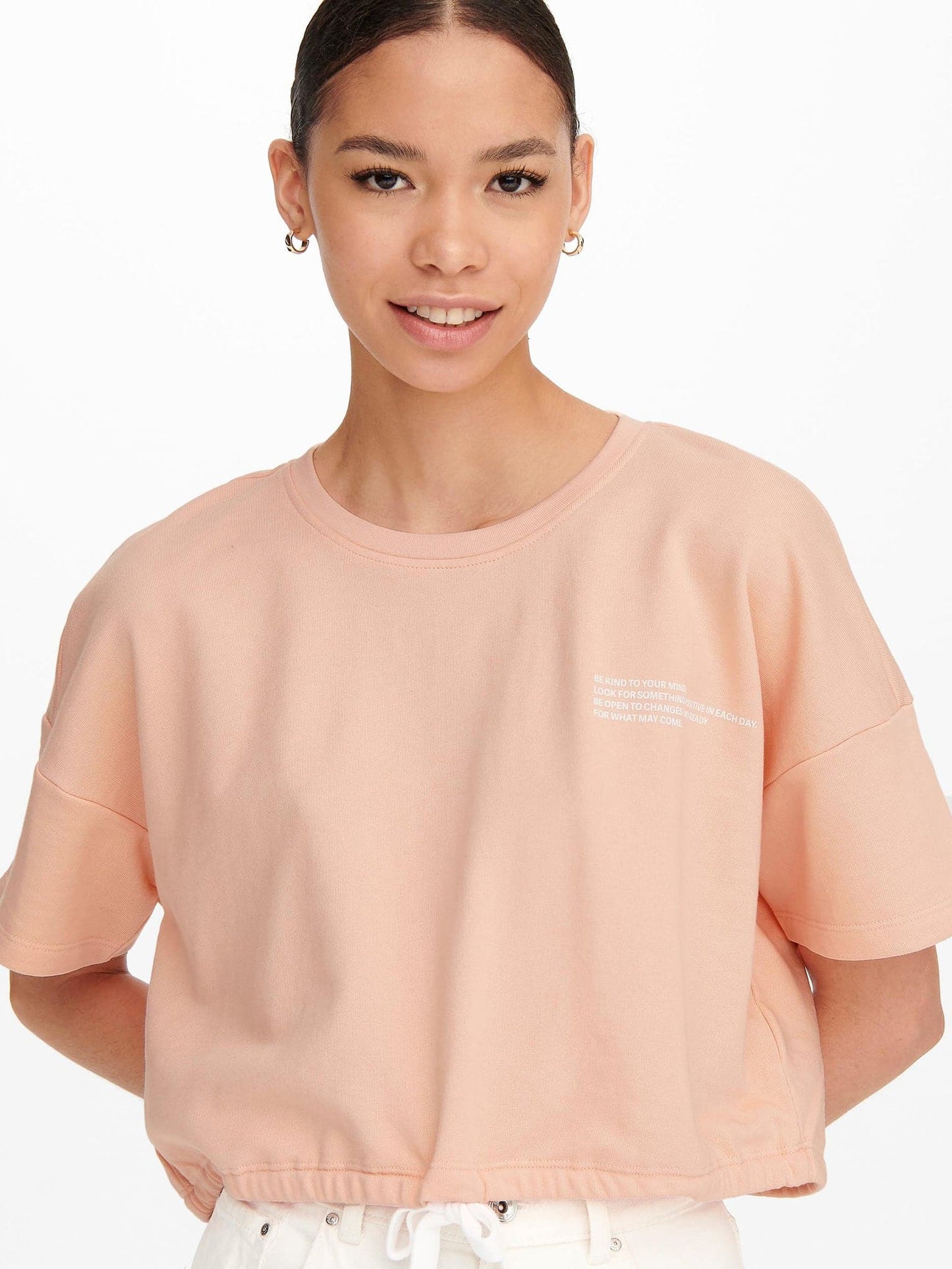 Γυναικεία crop top μπλούζα ONLNISSI S/S O-NECK SWT 15257715 | 15257715