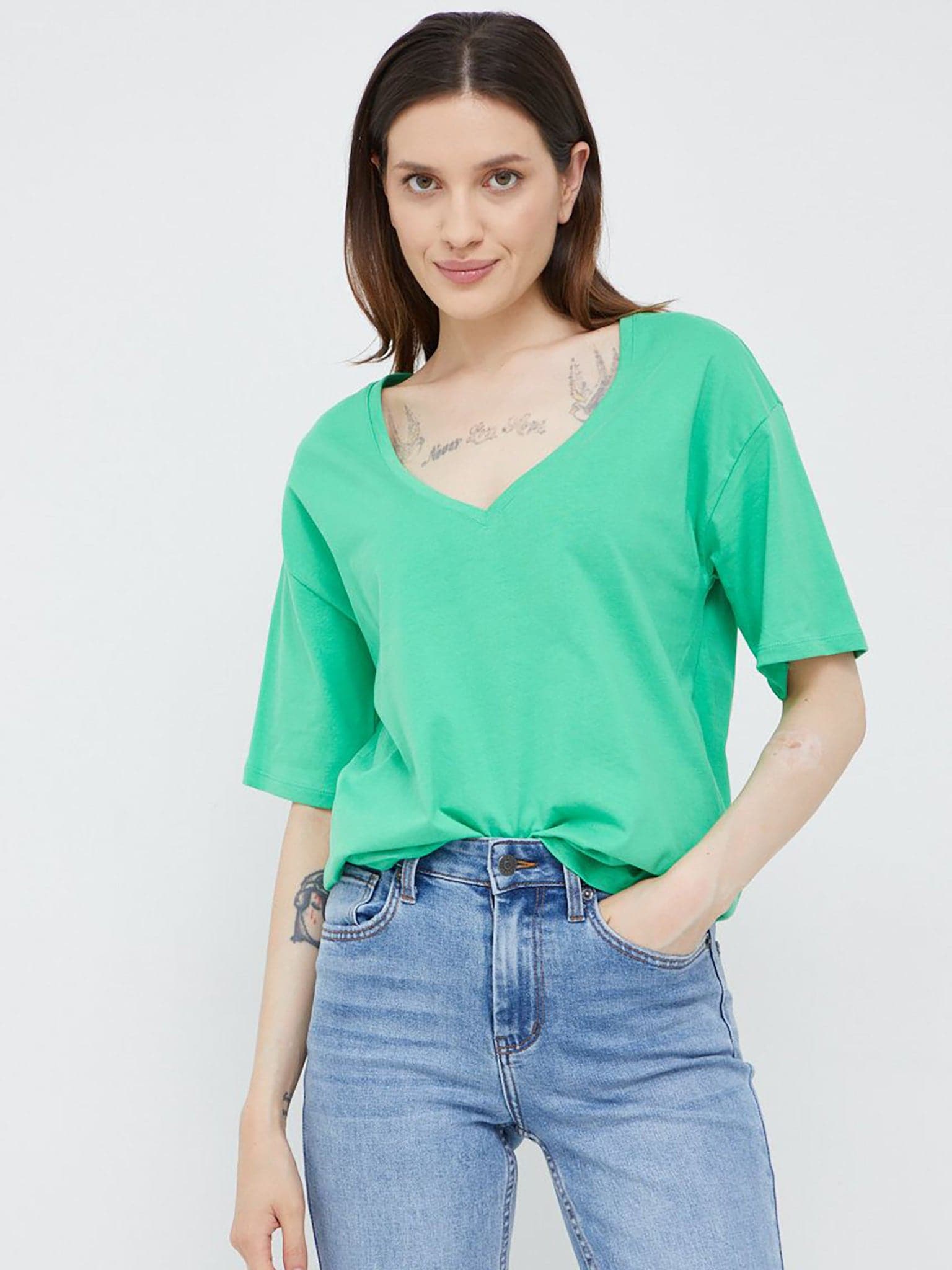 Γυναικείο t-shirt VMBAILI SS LONG OVERSIZE DEEP V-NECK JRS 10270981 | 10270981