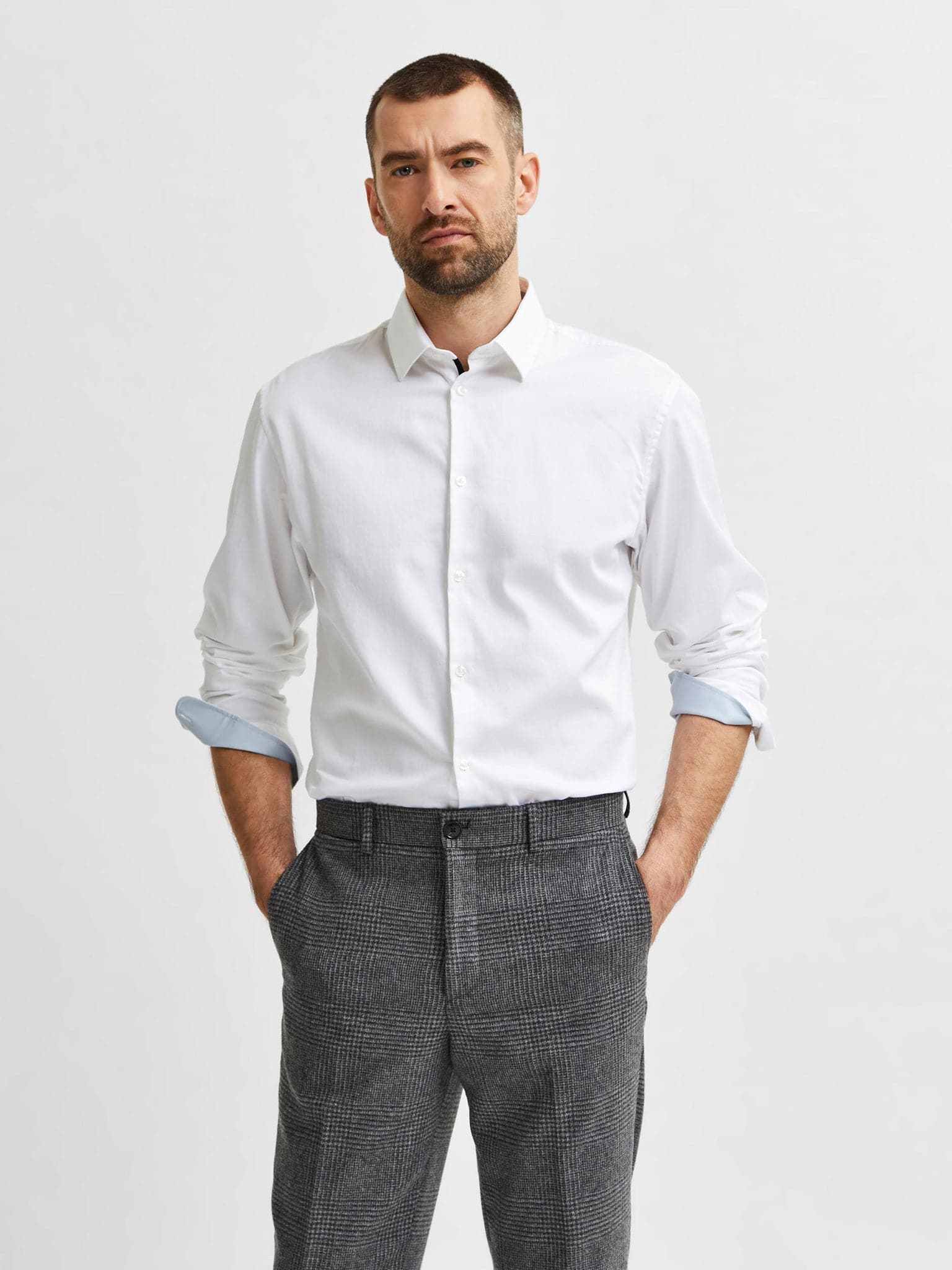 Ανδρικό πουκάμισο SLHSLIMFLEX-PARK SHIRT LS B NOOS 16077346 | 16077346