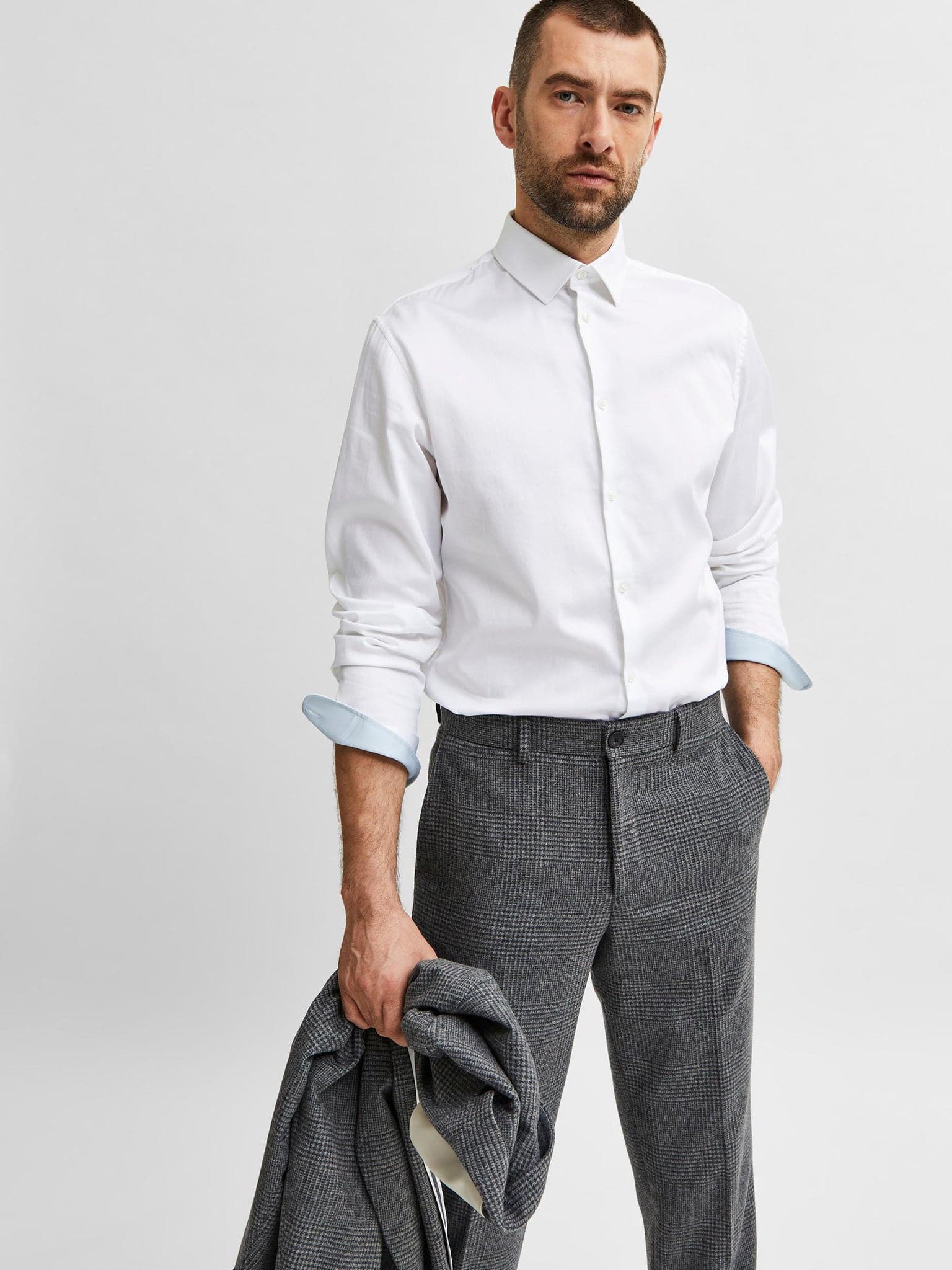 Ανδρικό πουκάμισο SLHSLIMFLEX-PARK SHIRT LS B NOOS 16077346 | 16077346