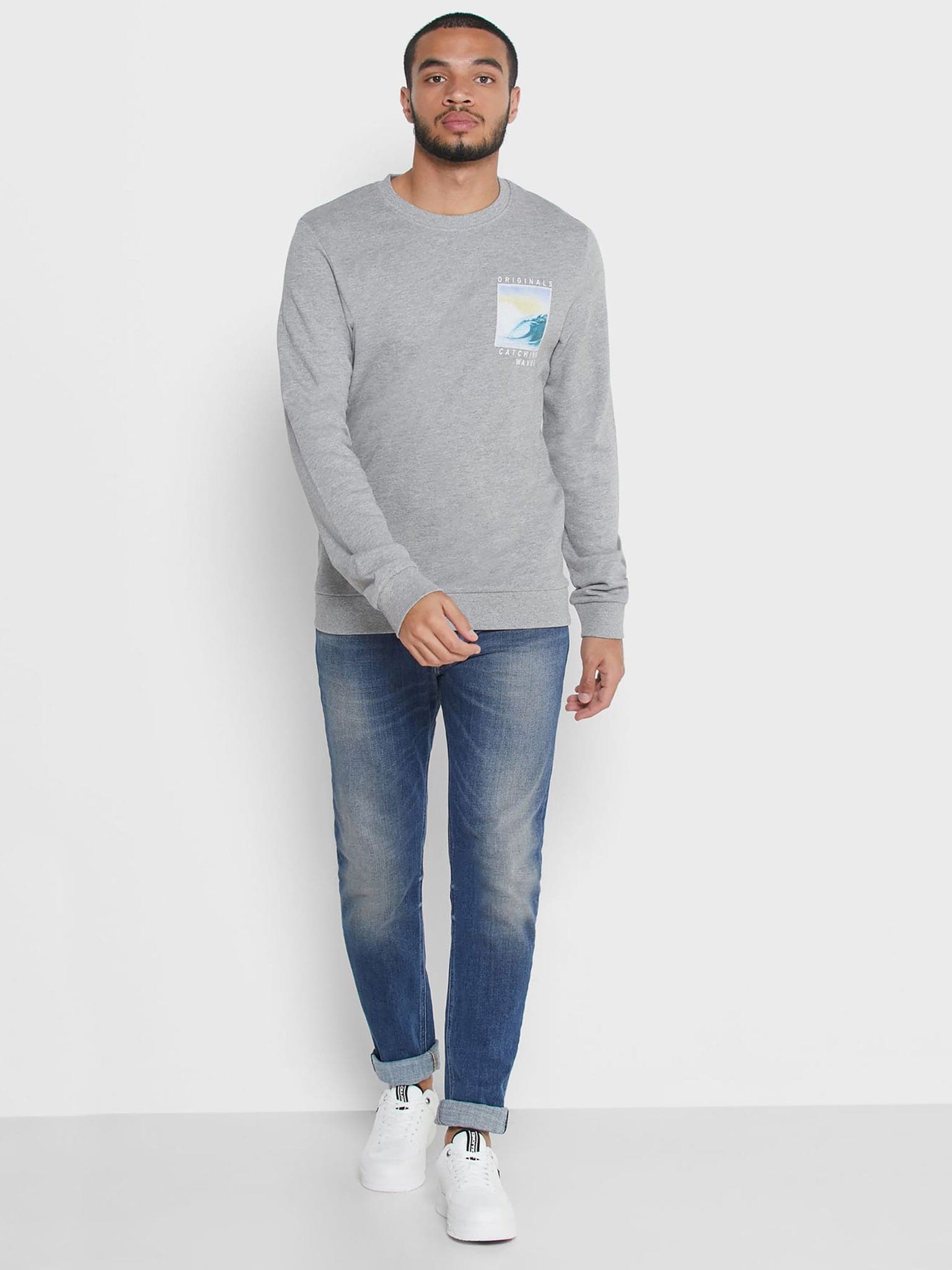 Ανδρική μπλούζα φούτερ JORQUIVER SWEAT CREW NECK 12164386 | 12164386