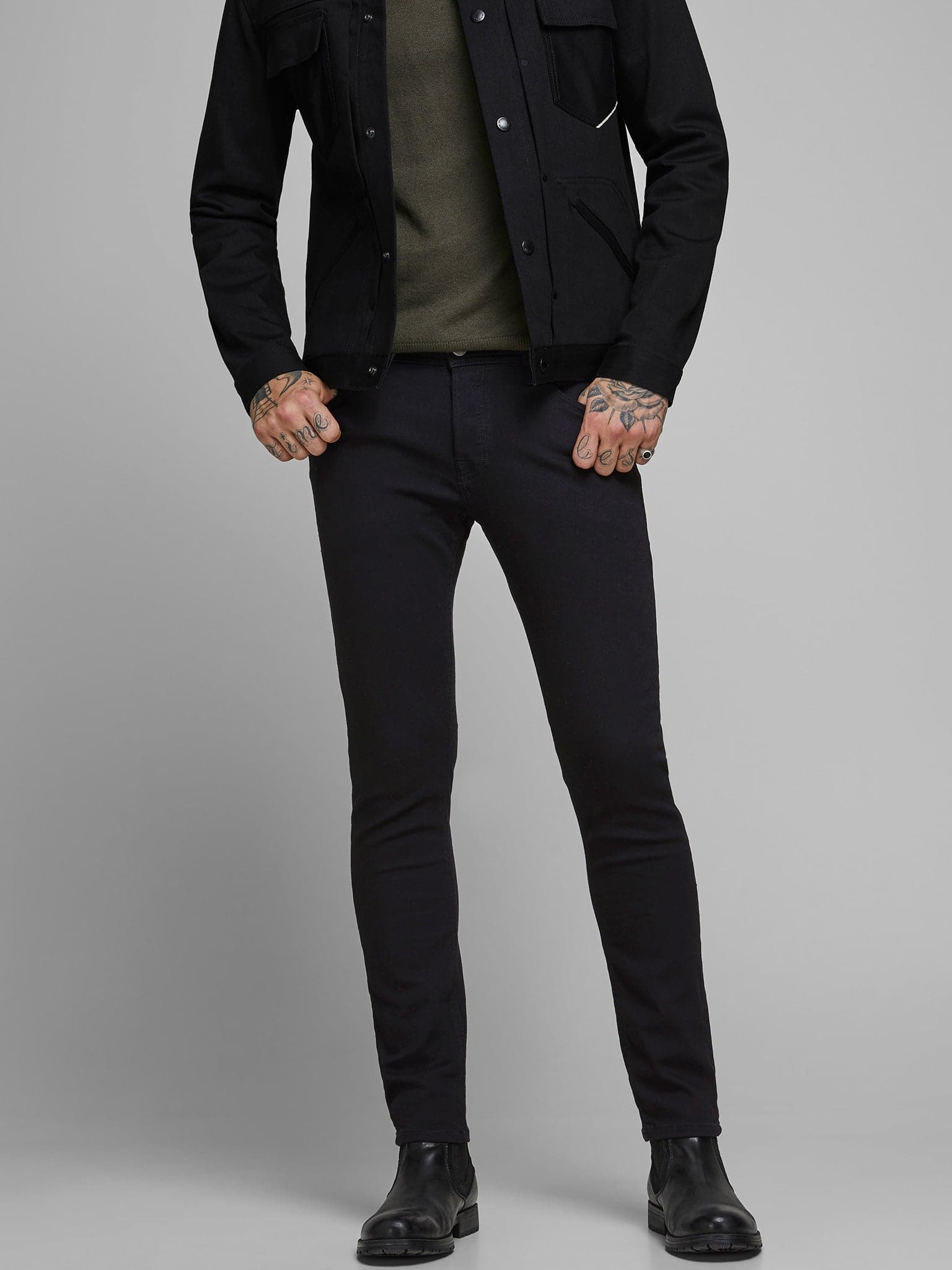 Ανδρικό τζιν μαύρο slim fit  JJIGLENN JJORIGINAL MF 816 NOOS 12152346 | 12152346