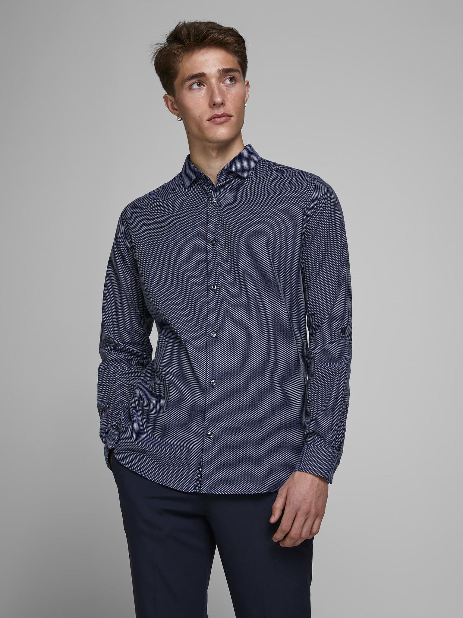 Ανδρικό πουκάμισο JPRBLACCASION STRUCTURE SHIRT L/S 12180159 | 12180159