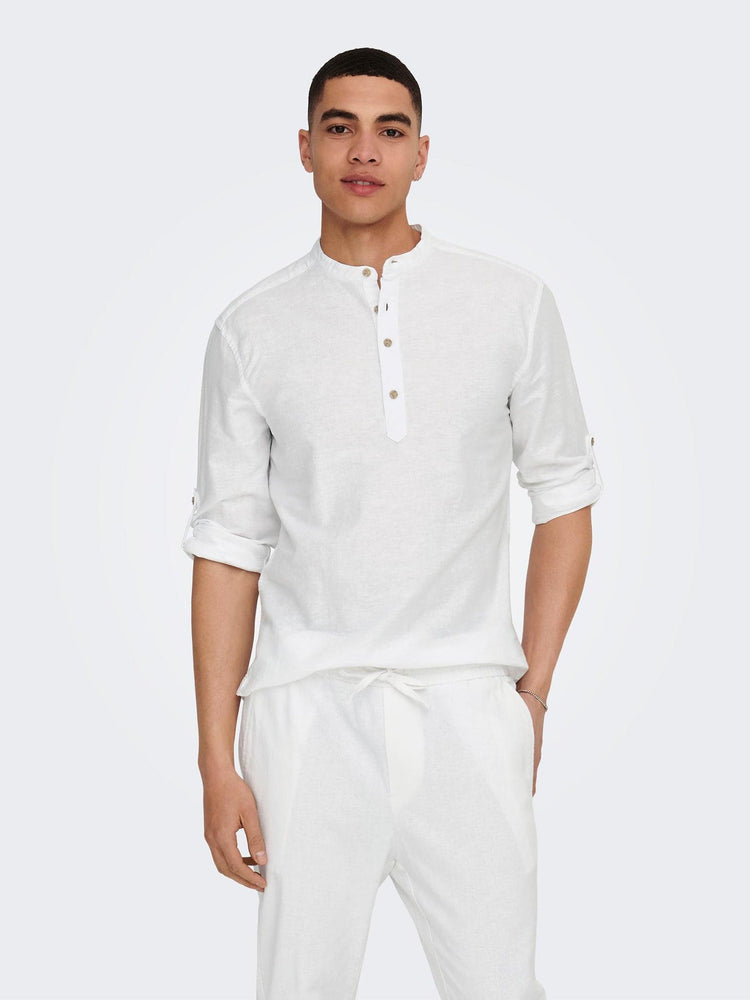 Ανδρικό πουκάμισο λινό ONSCAIDEN LS HALFPLACKT LINEN SHIRT NOO 22009883 | 22009883